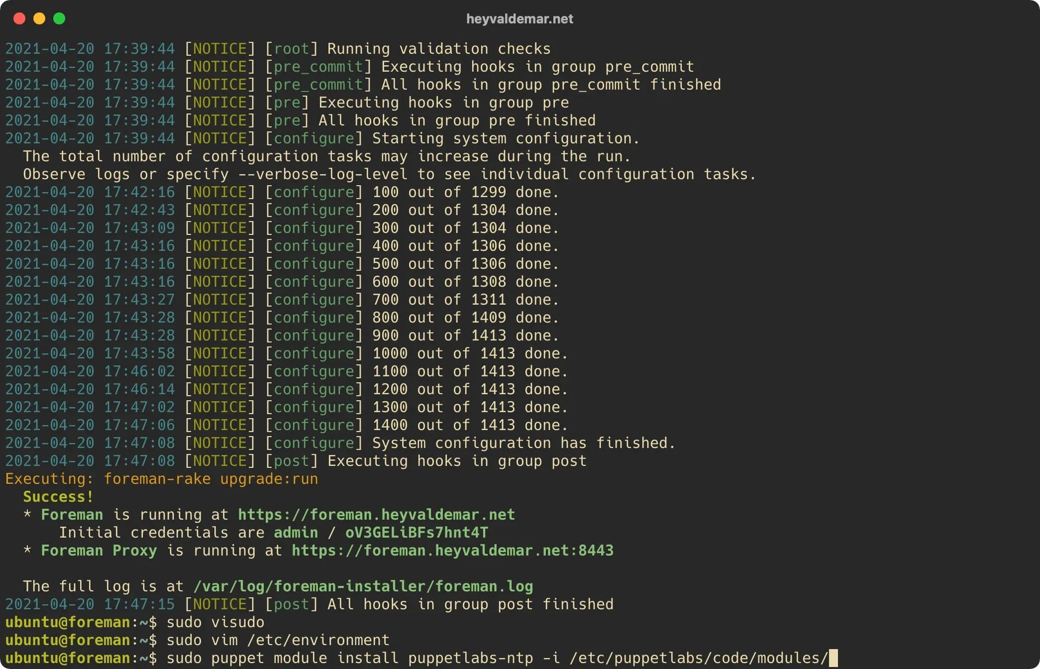 Install Foreman on Ubuntu Server - Step 21