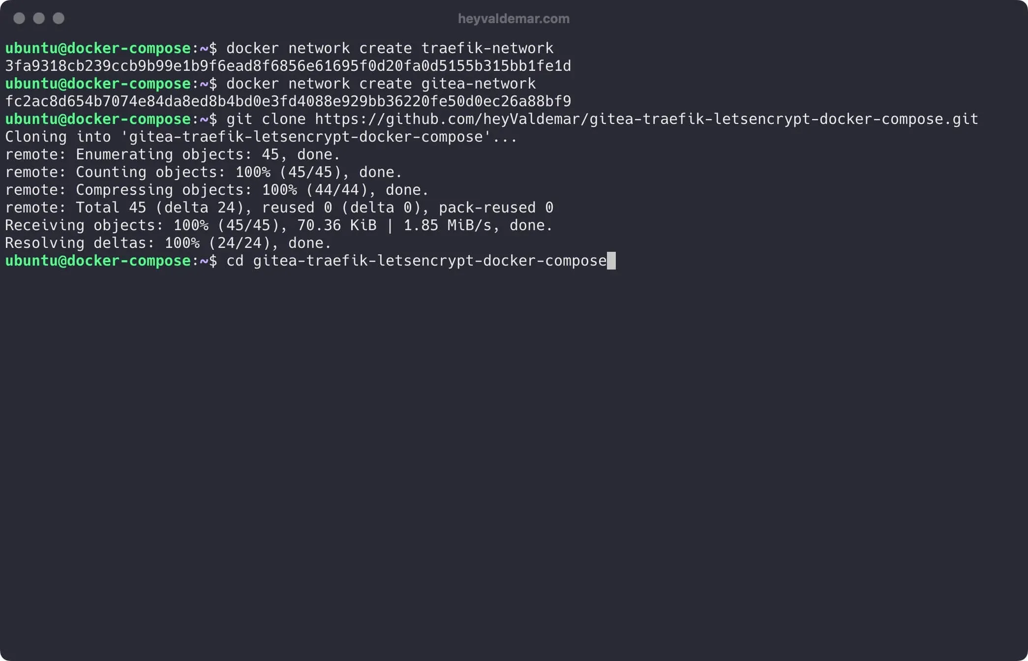 Install Gitea Using Docker Compose - Step 4