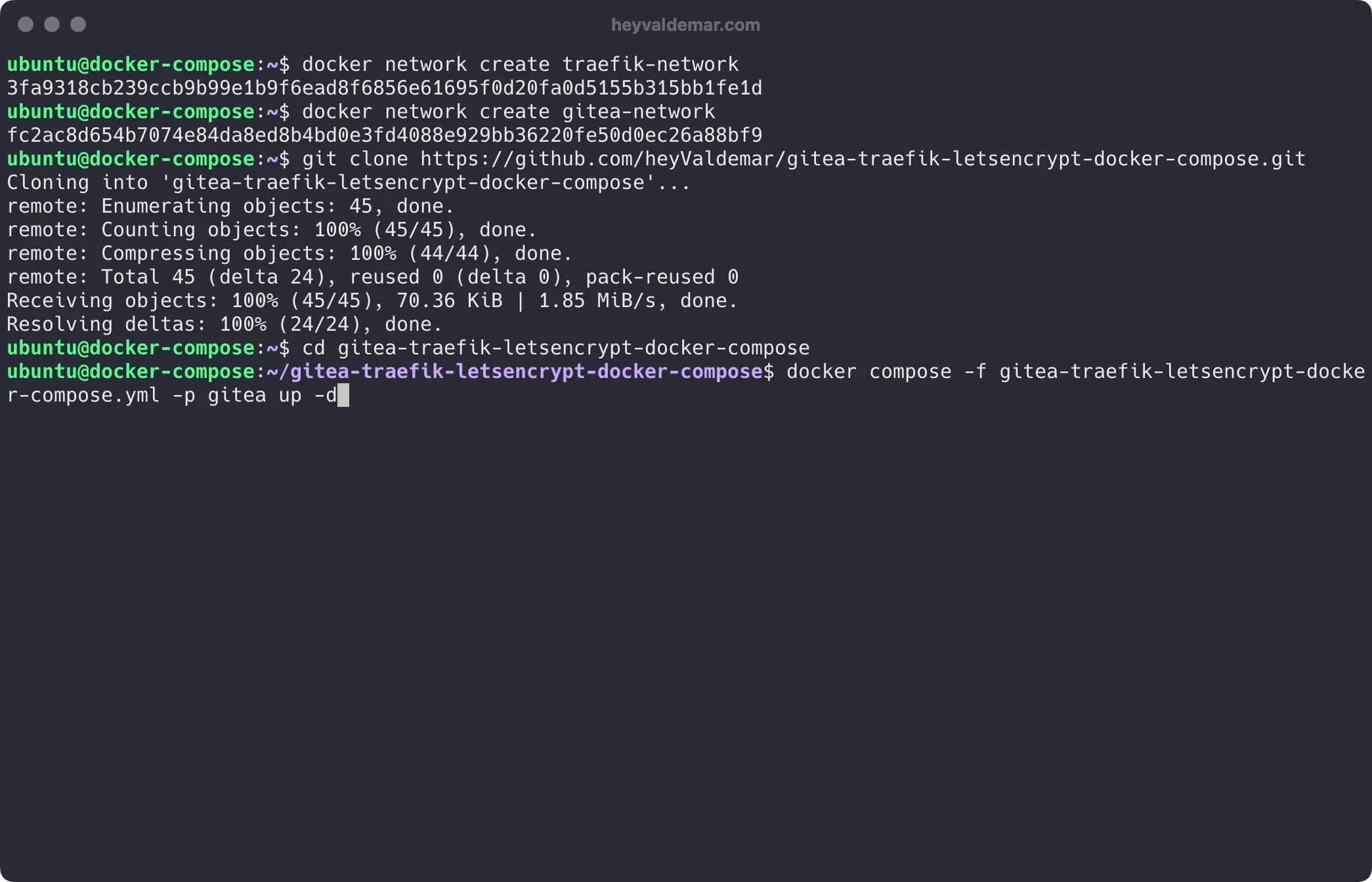 Install Gitea Using Docker Compose - Step 5