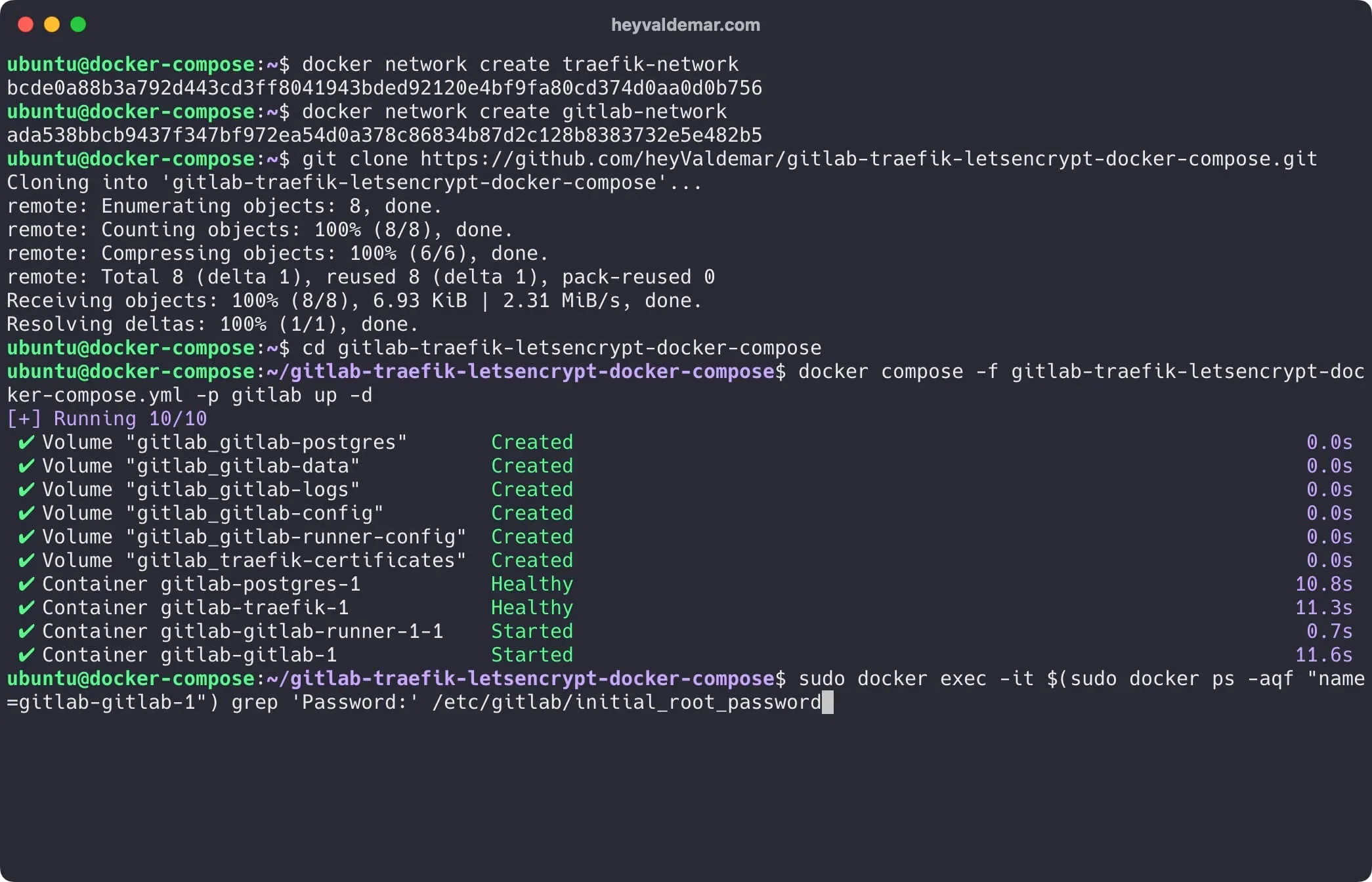 Install GitLab Using Docker Compose - Step 6