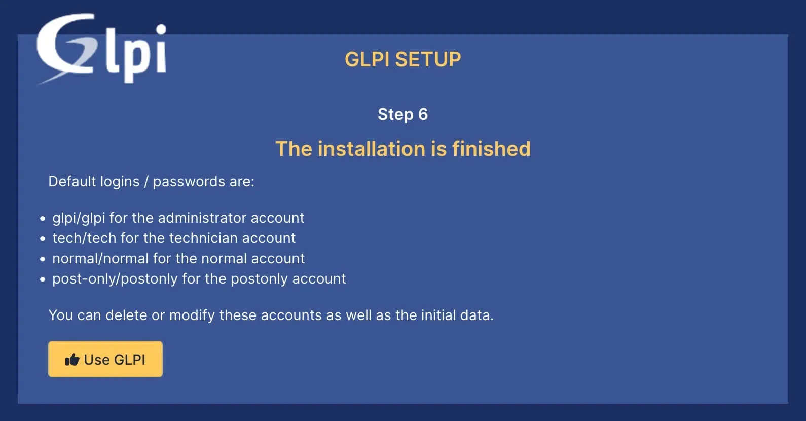 Install GLPI Using Docker Compose - Step 15