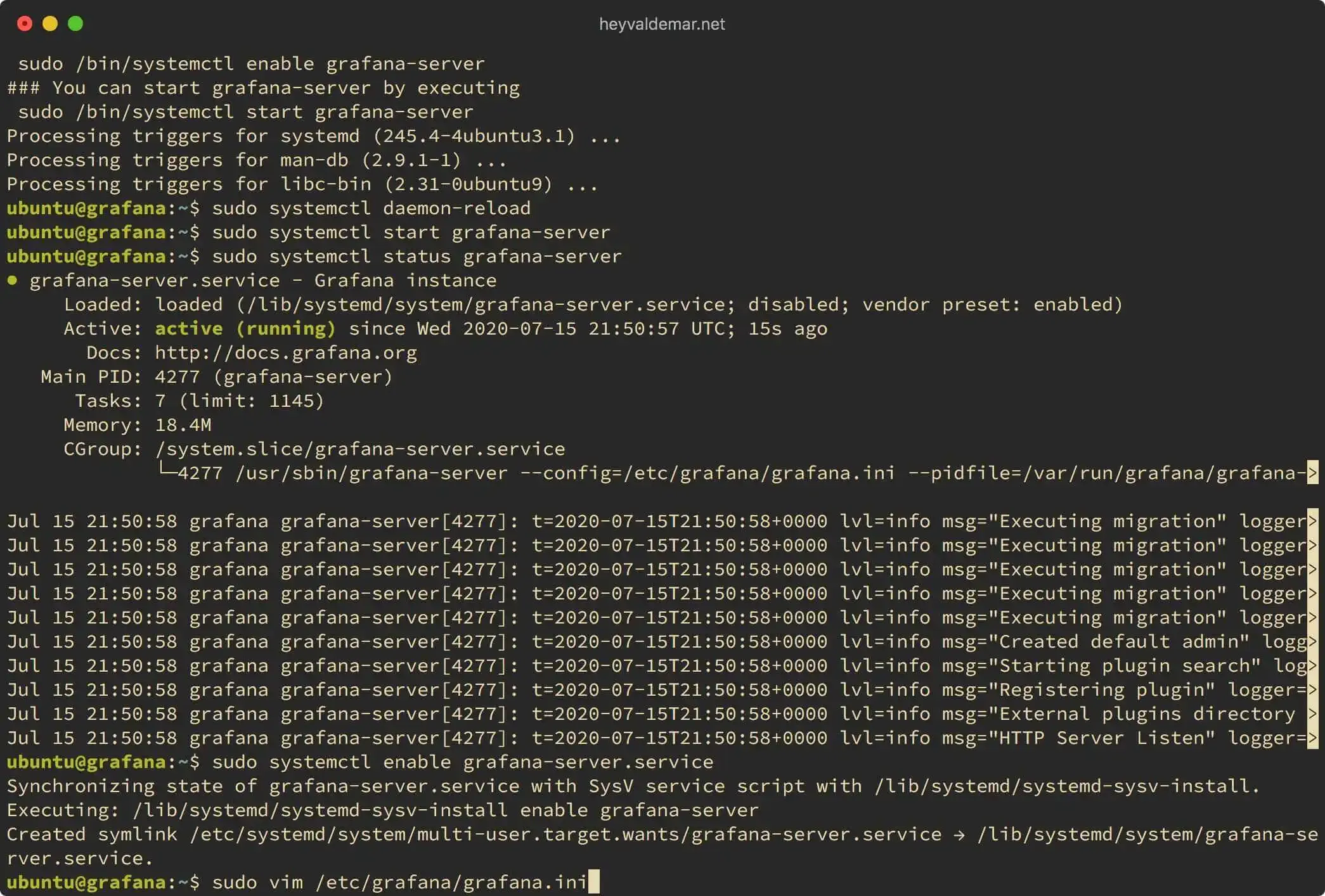 Install Grafana on Ubuntu Server - Step 33