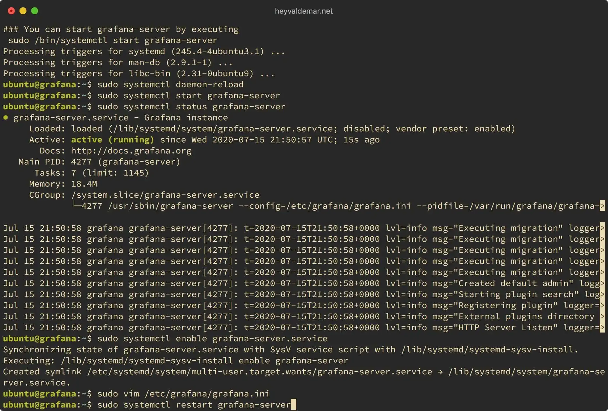 Install Grafana on Ubuntu Server - Step 37
