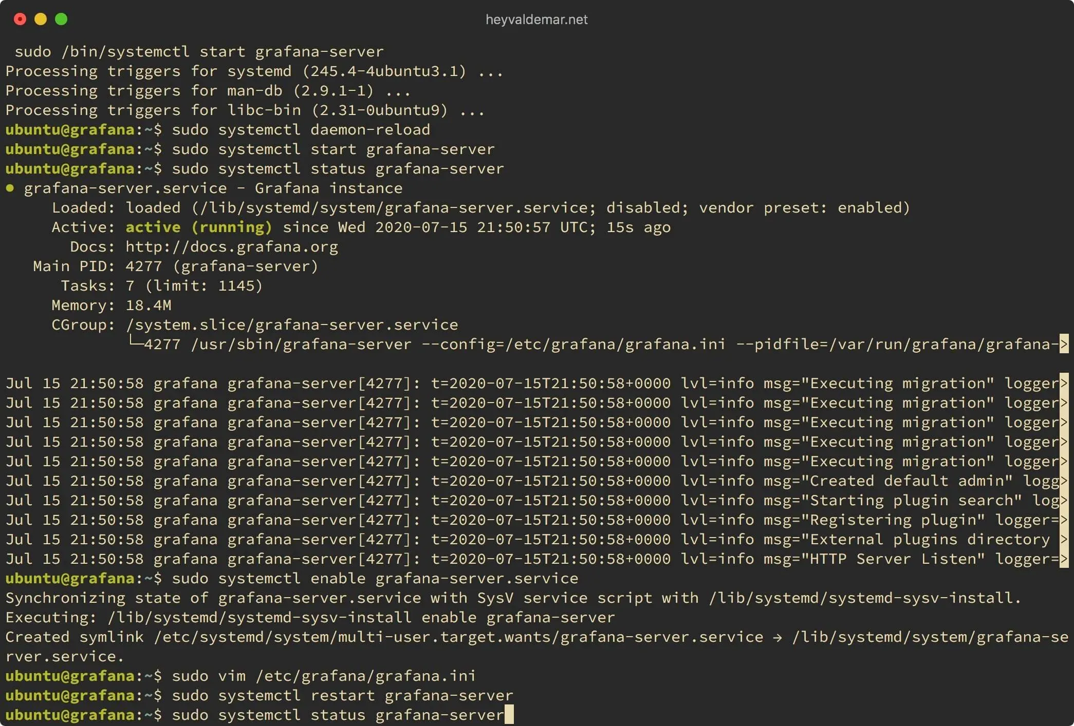 Install Grafana on Ubuntu Server - Step 38