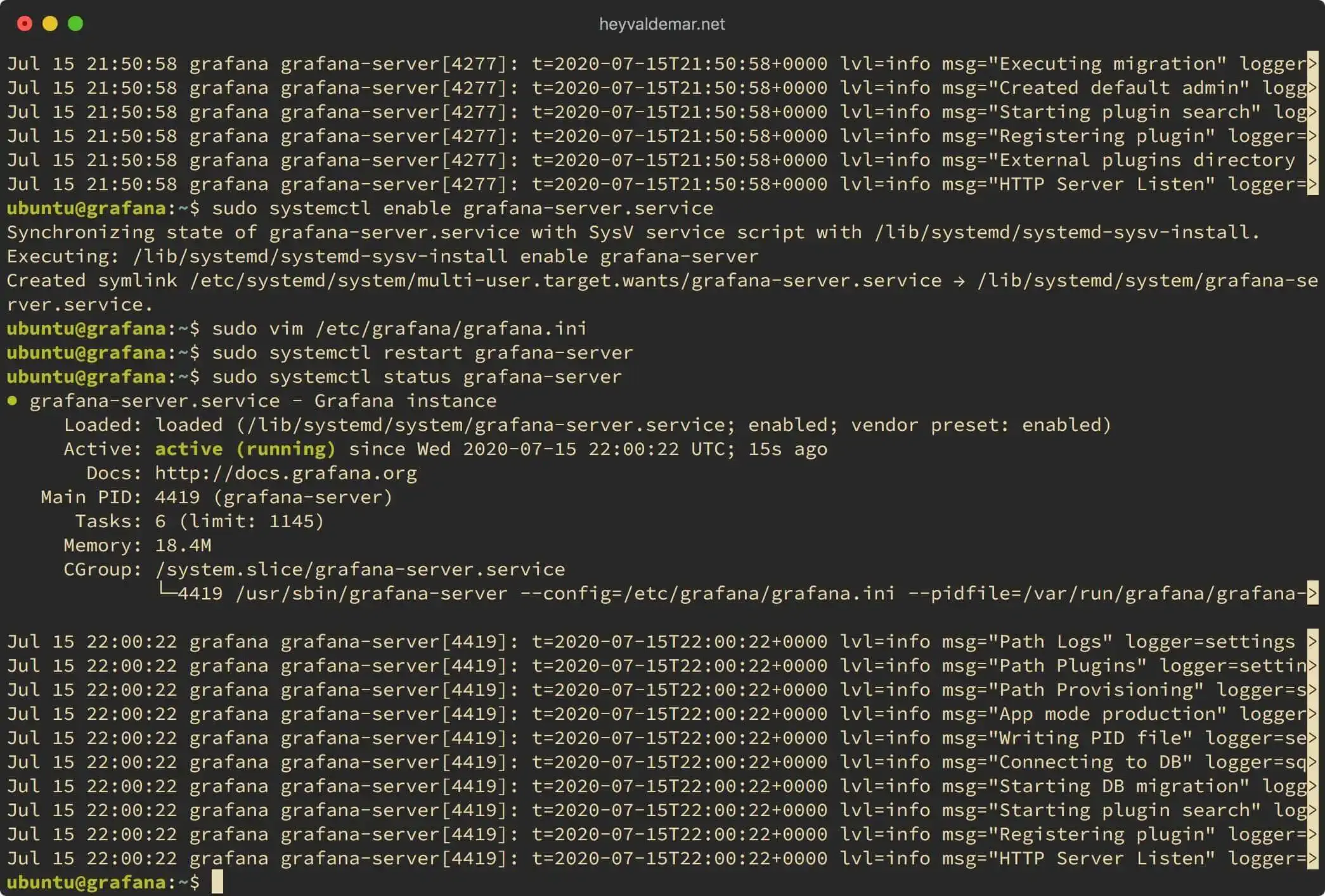 Install Grafana on Ubuntu Server - Step 39