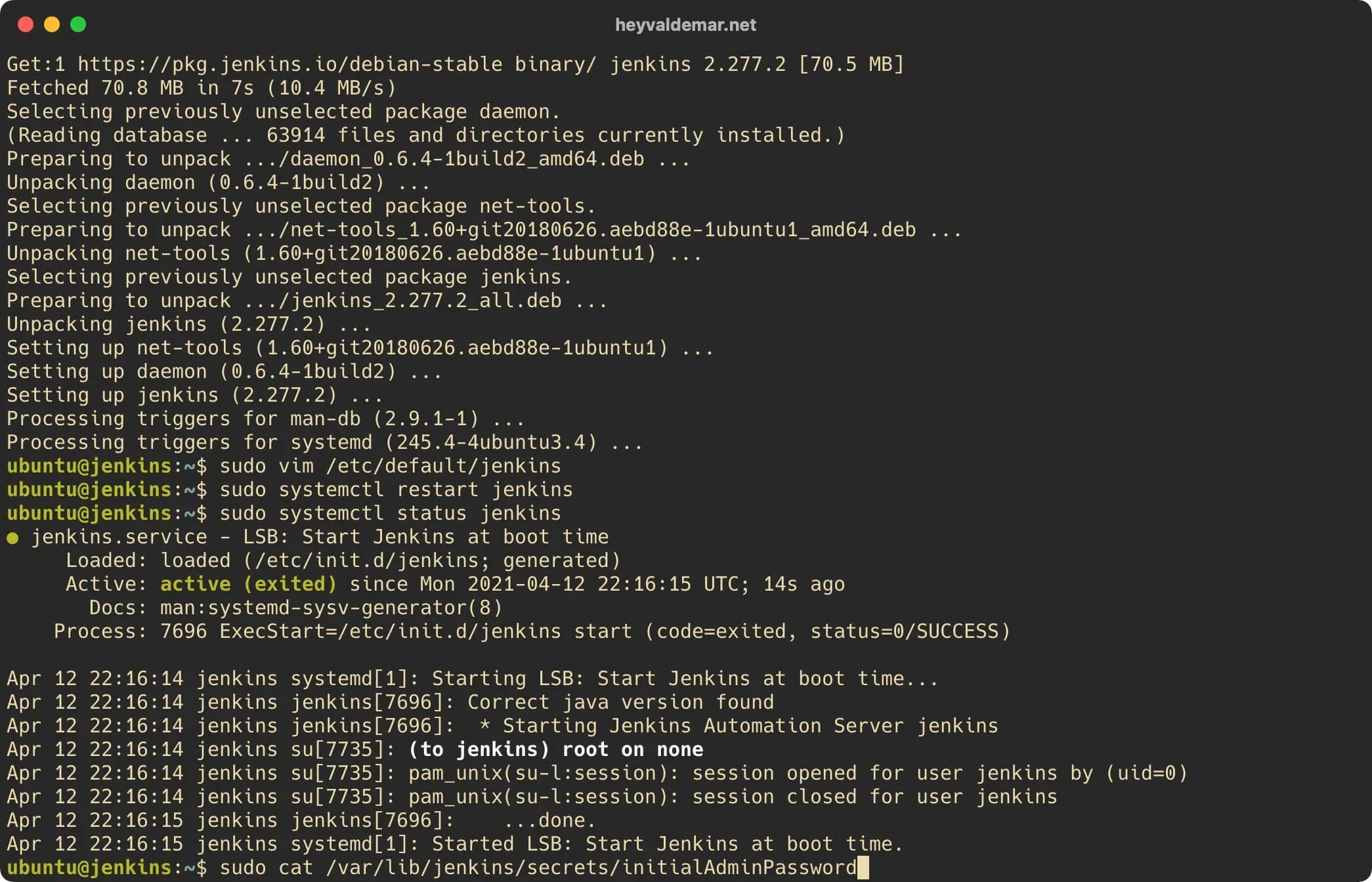 Install Jenkins on Ubuntu Server - Step 39