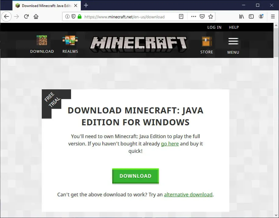 Install Minecraft on Windows - Step 1