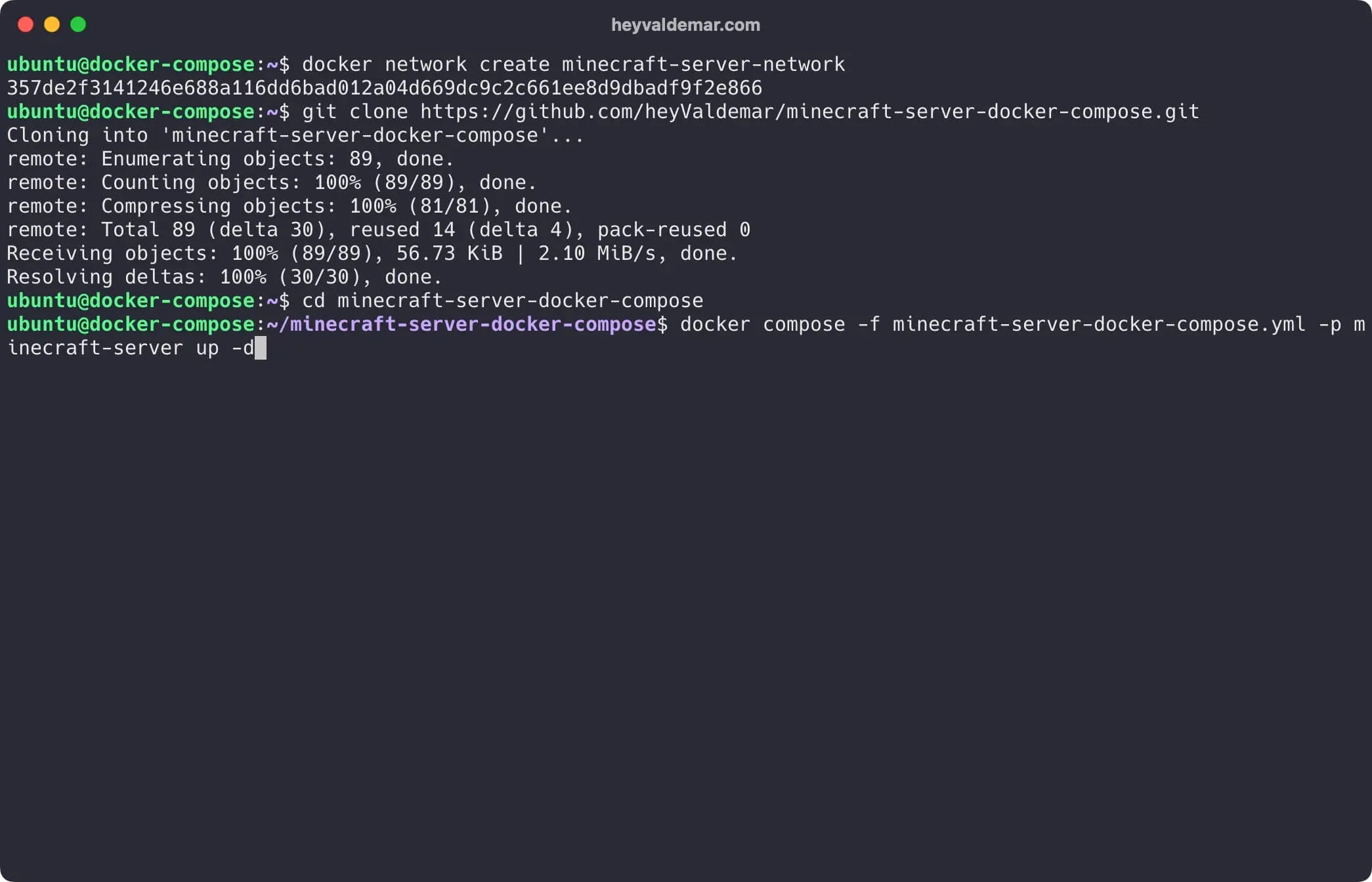 Install Minecraft Server Using Docker Compose - Step 4