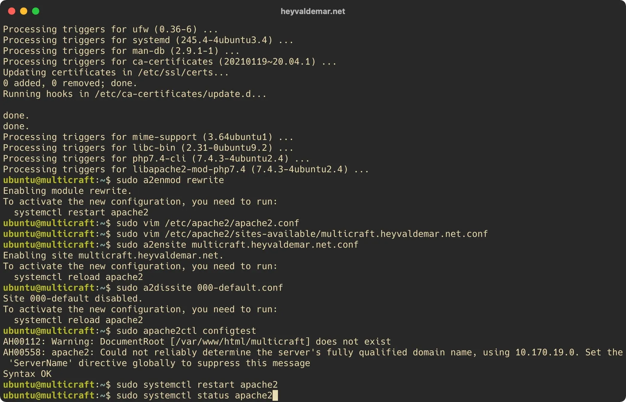 Install Multicraft on Ubuntu Server - Step 14