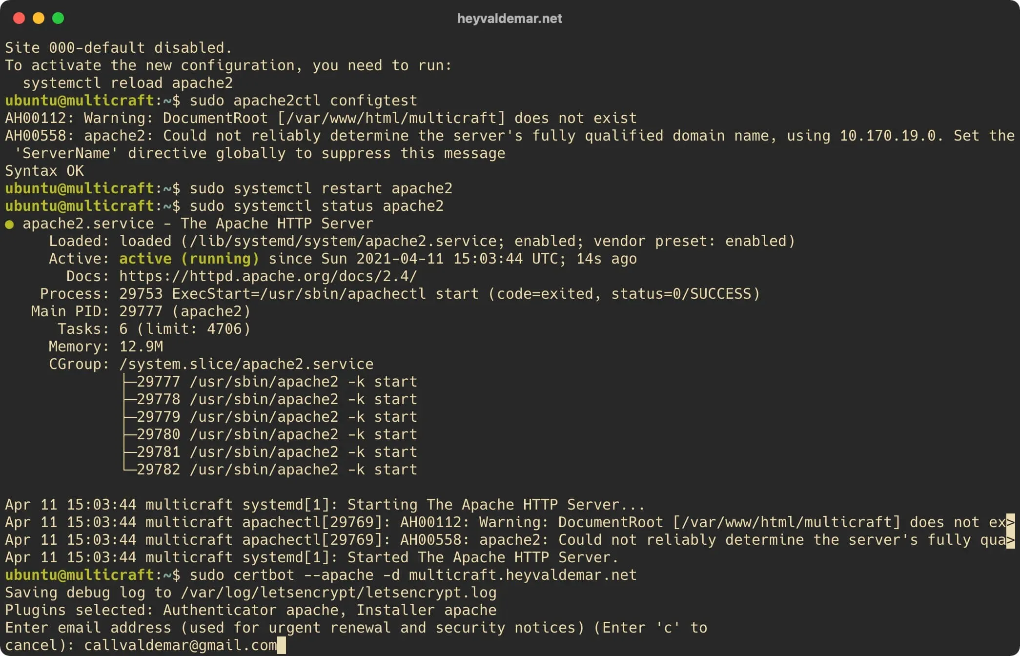 Install Multicraft on Ubuntu Server - Step 16