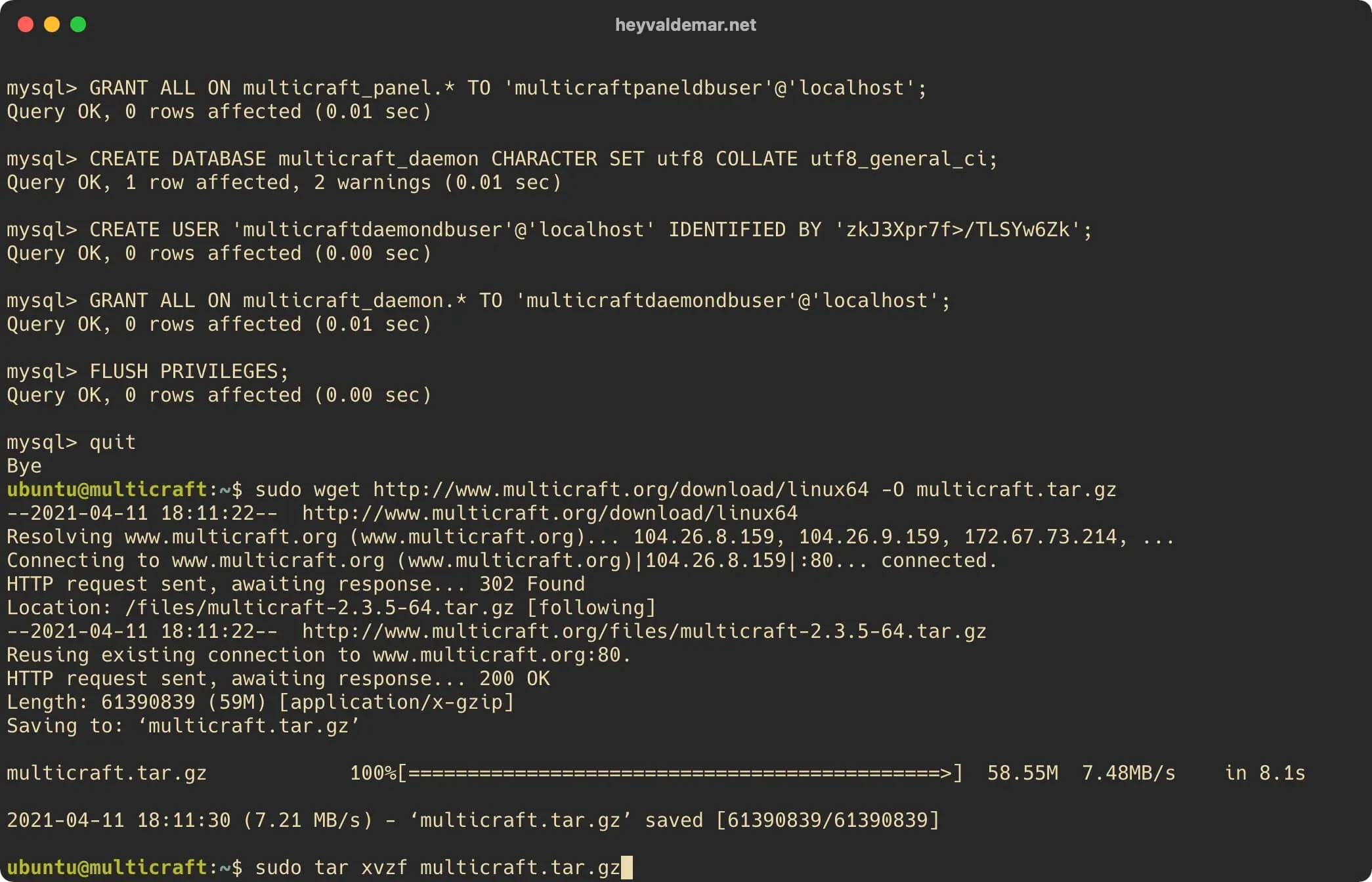 Install Multicraft on Ubuntu Server - Step 42