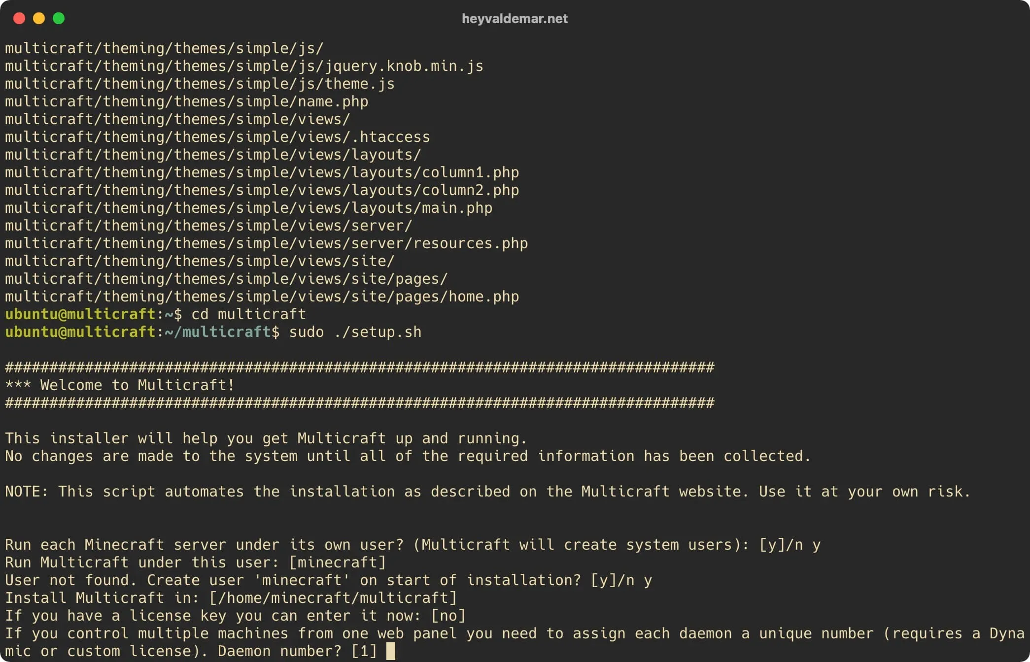 Install Multicraft on Ubuntu Server - Step 50