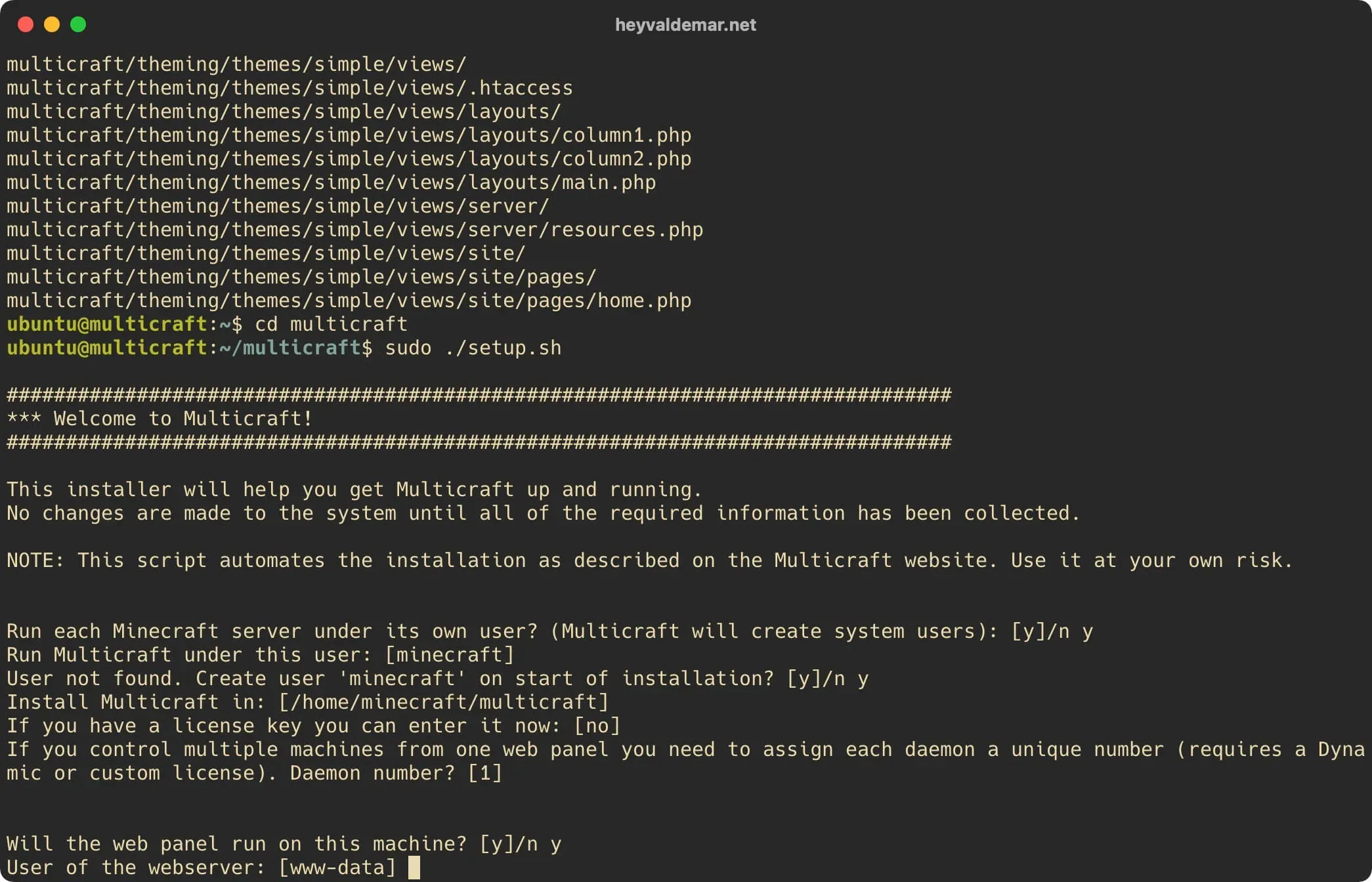 Install Multicraft on Ubuntu Server - Step 52