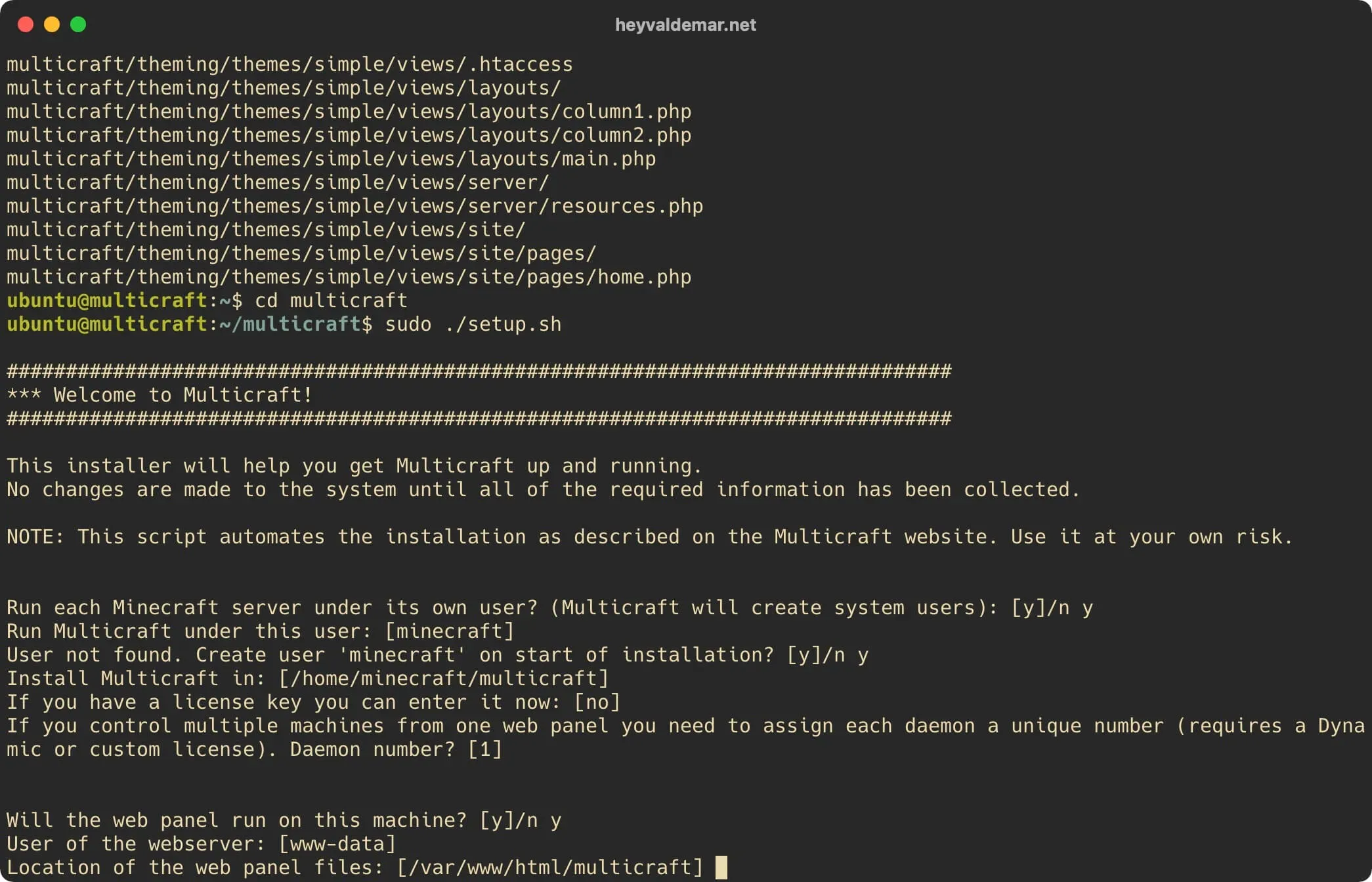 Install Multicraft on Ubuntu Server - Step 53