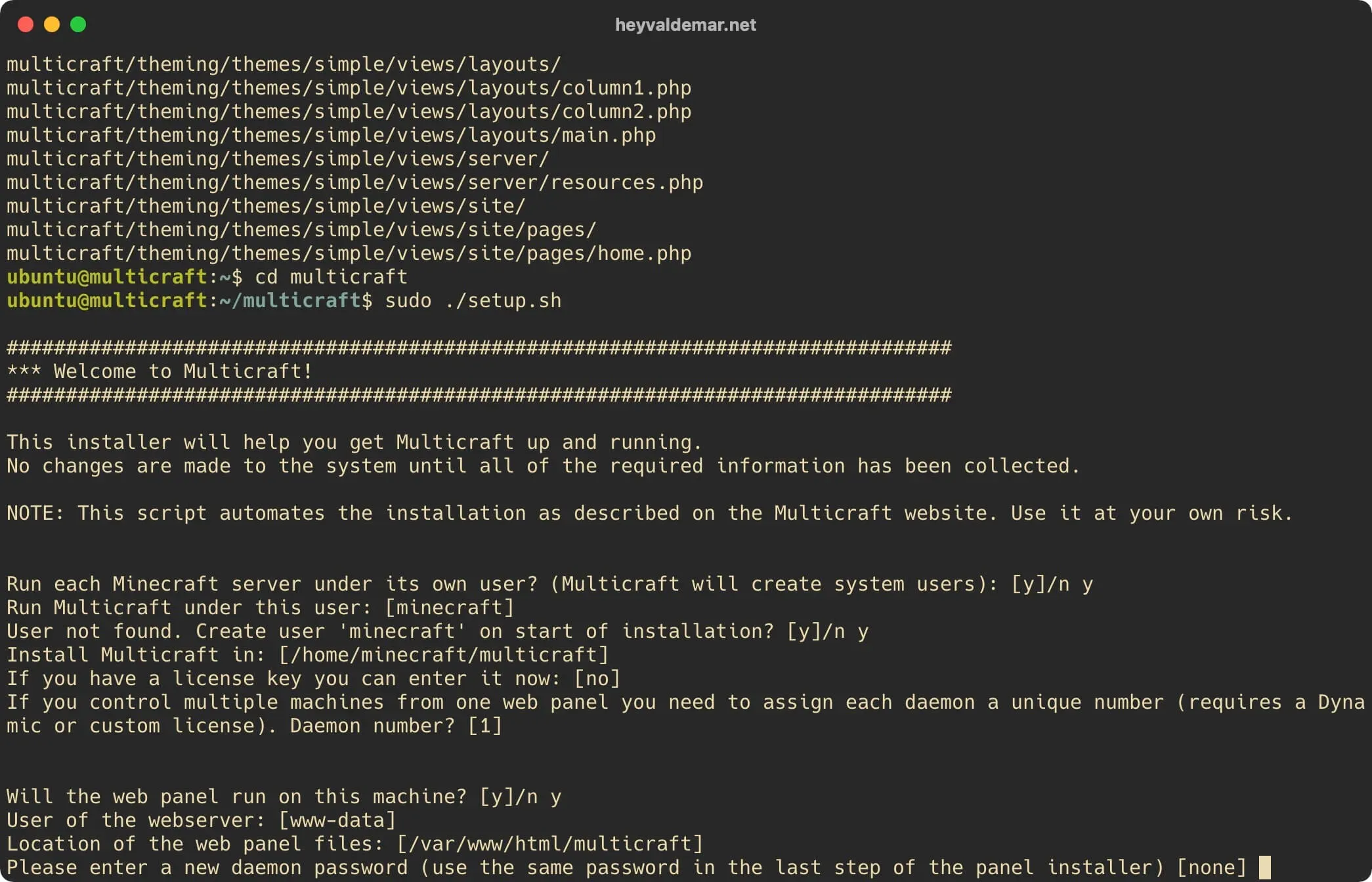 Install Multicraft on Ubuntu Server - Step 54