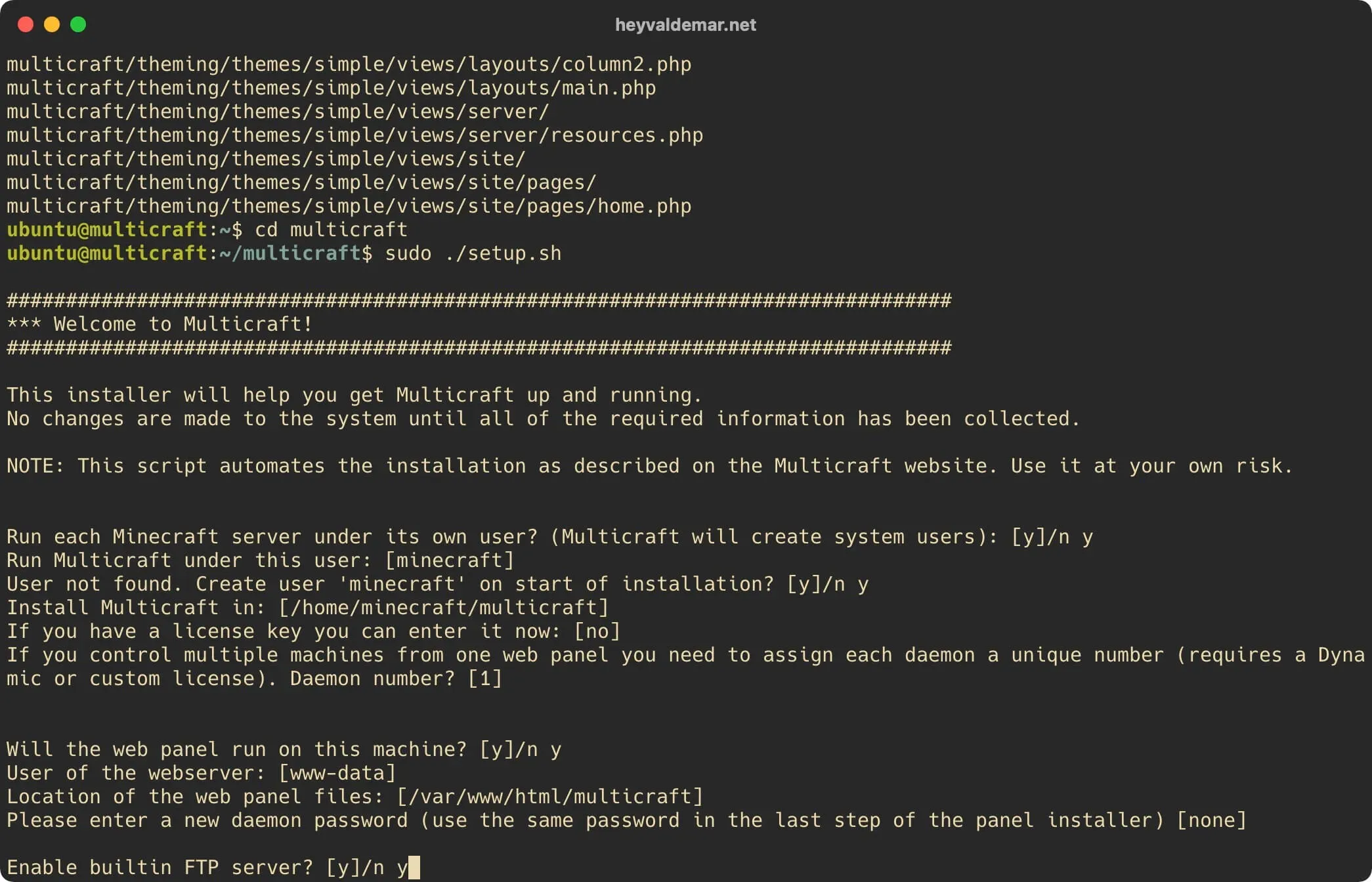 Install Multicraft on Ubuntu Server - Step 55