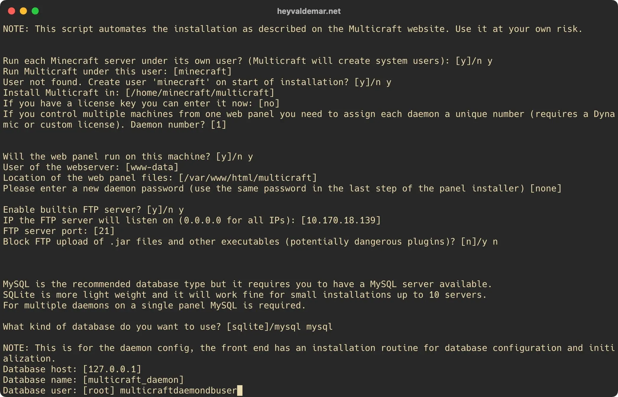 Install Multicraft on Ubuntu Server - Step 62