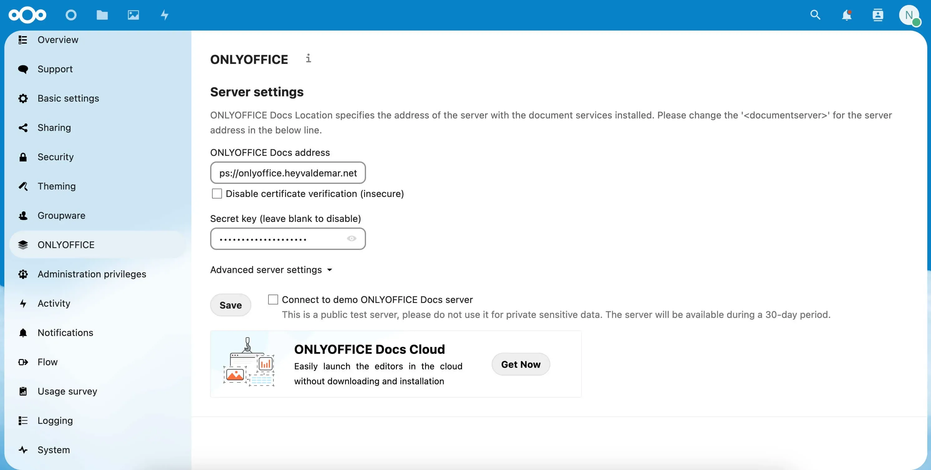 Install Nextcloud with OnlyOffice Using Docker Compose - Step 11