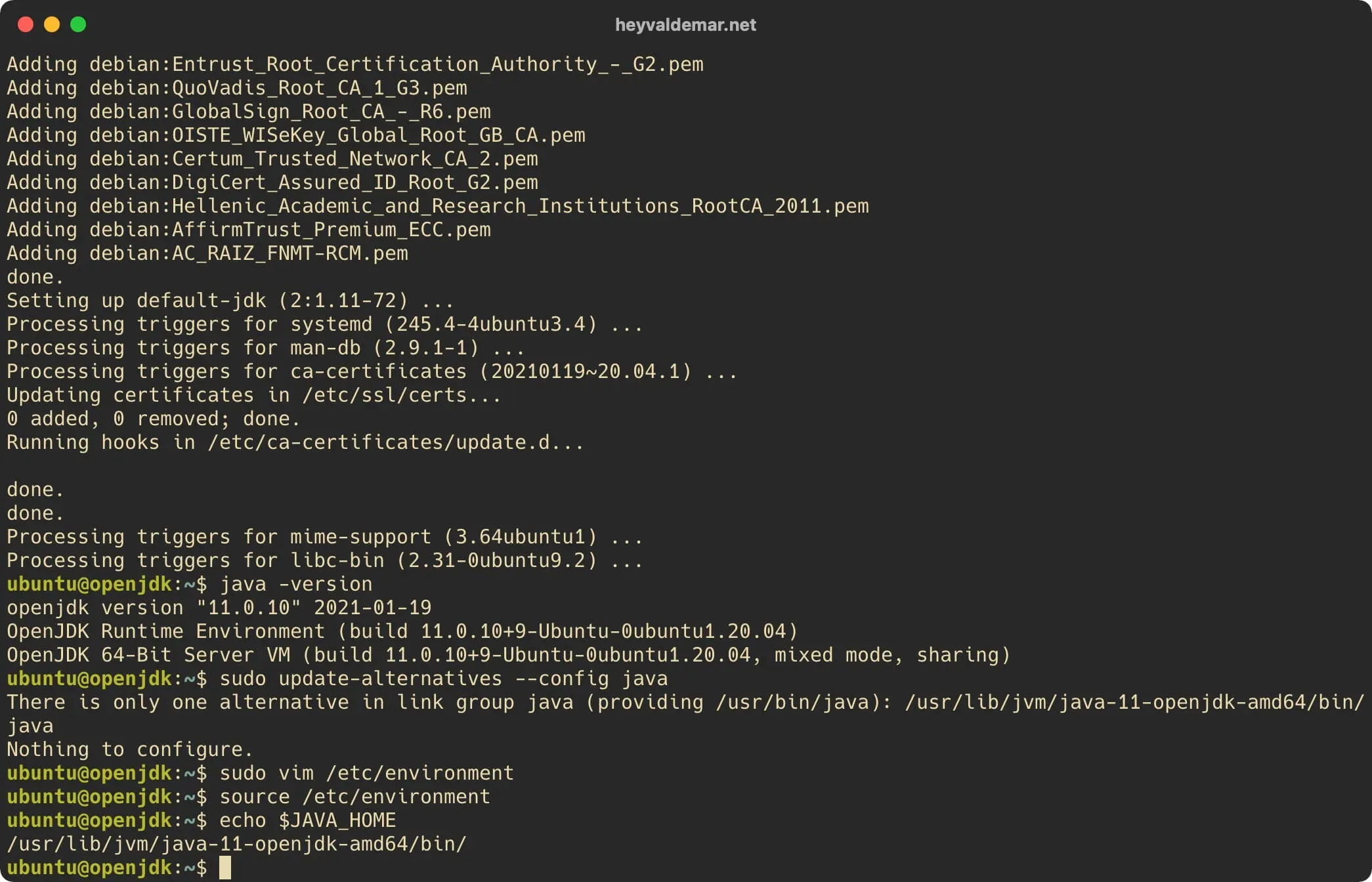 Install OpenJDK on Ubuntu Server - Step 10