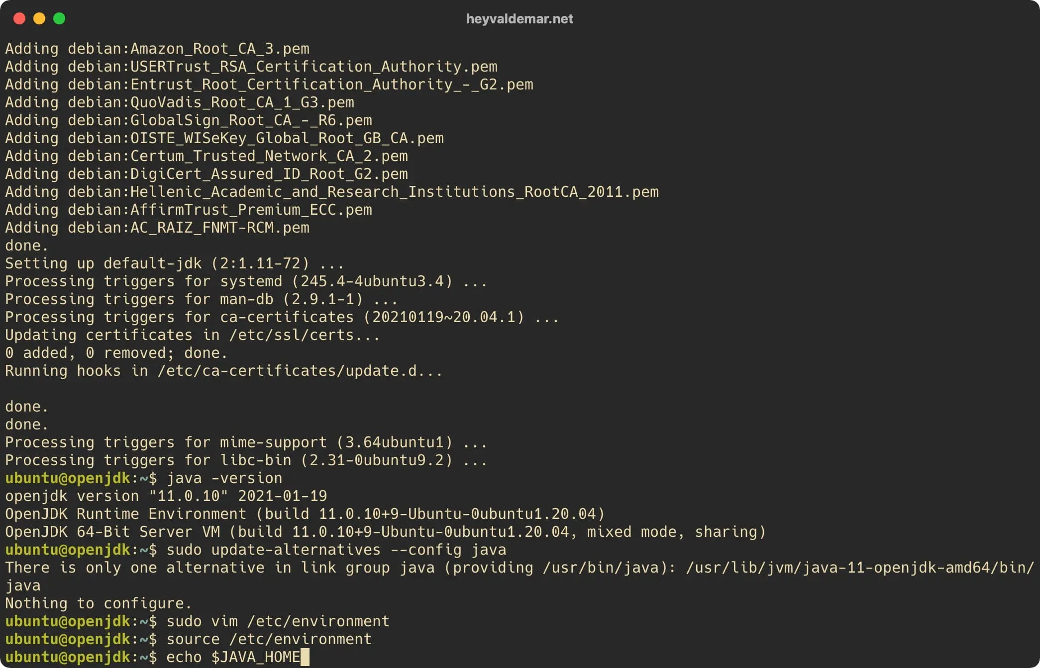 Install OpenJDK on Ubuntu Server - Step 9
