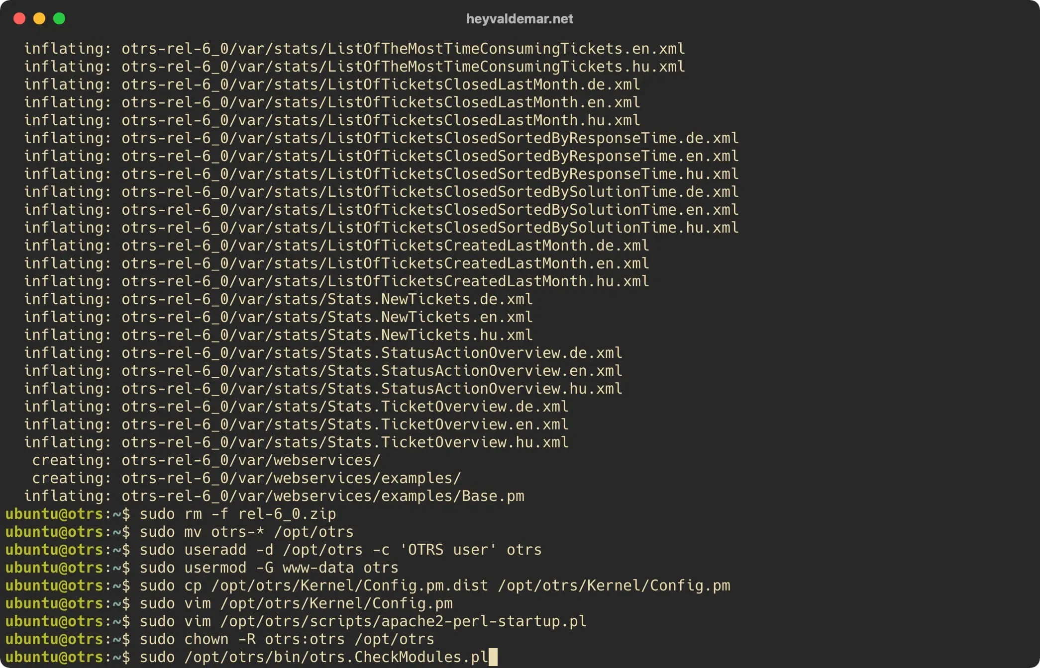 Install OTRS on Ubuntu Server - Step 23