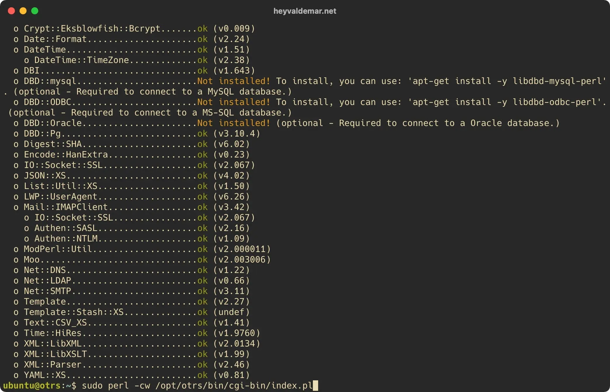 Install OTRS on Ubuntu Server - Step 24
