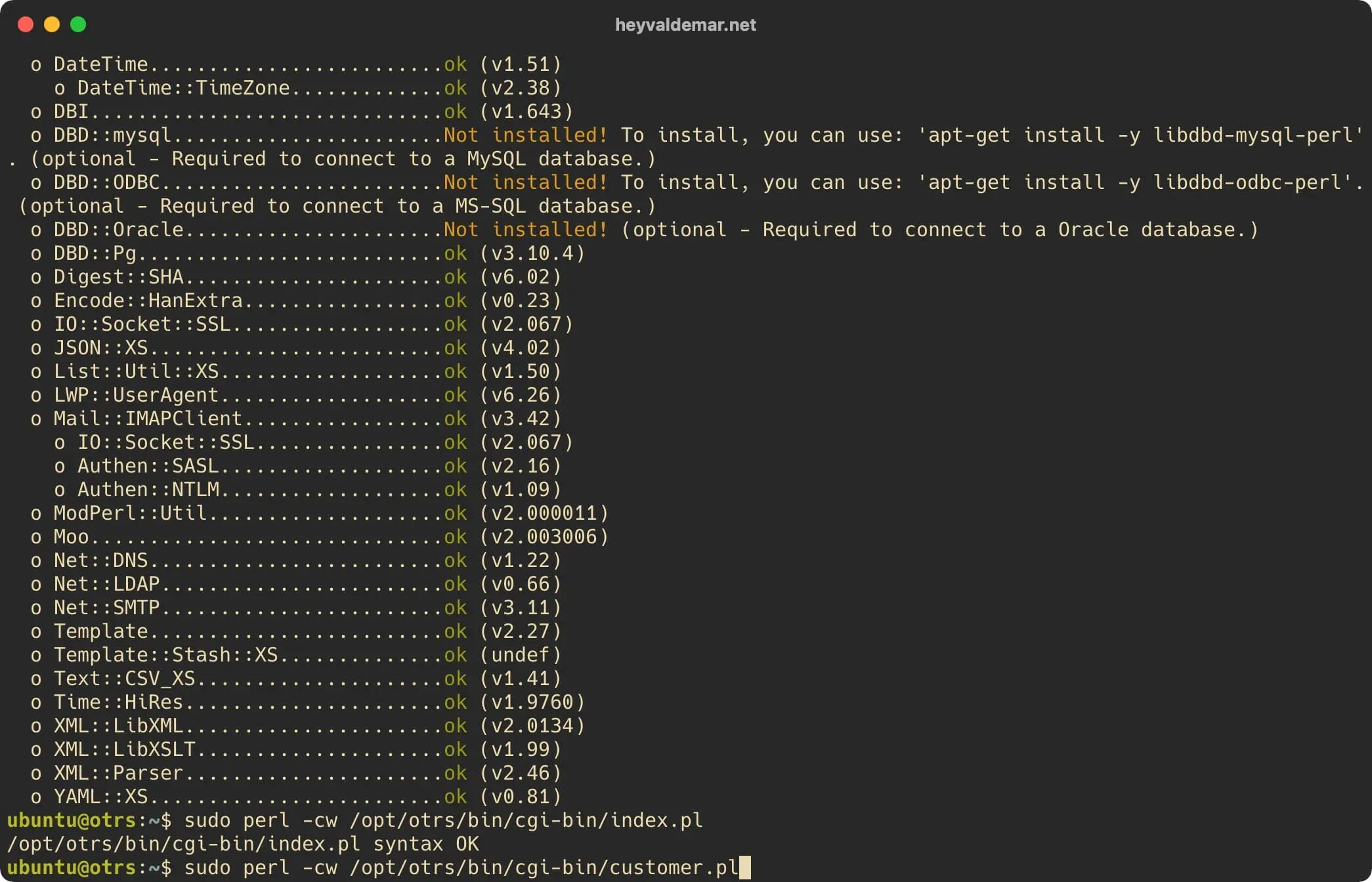 Install OTRS on Ubuntu Server - Step 25