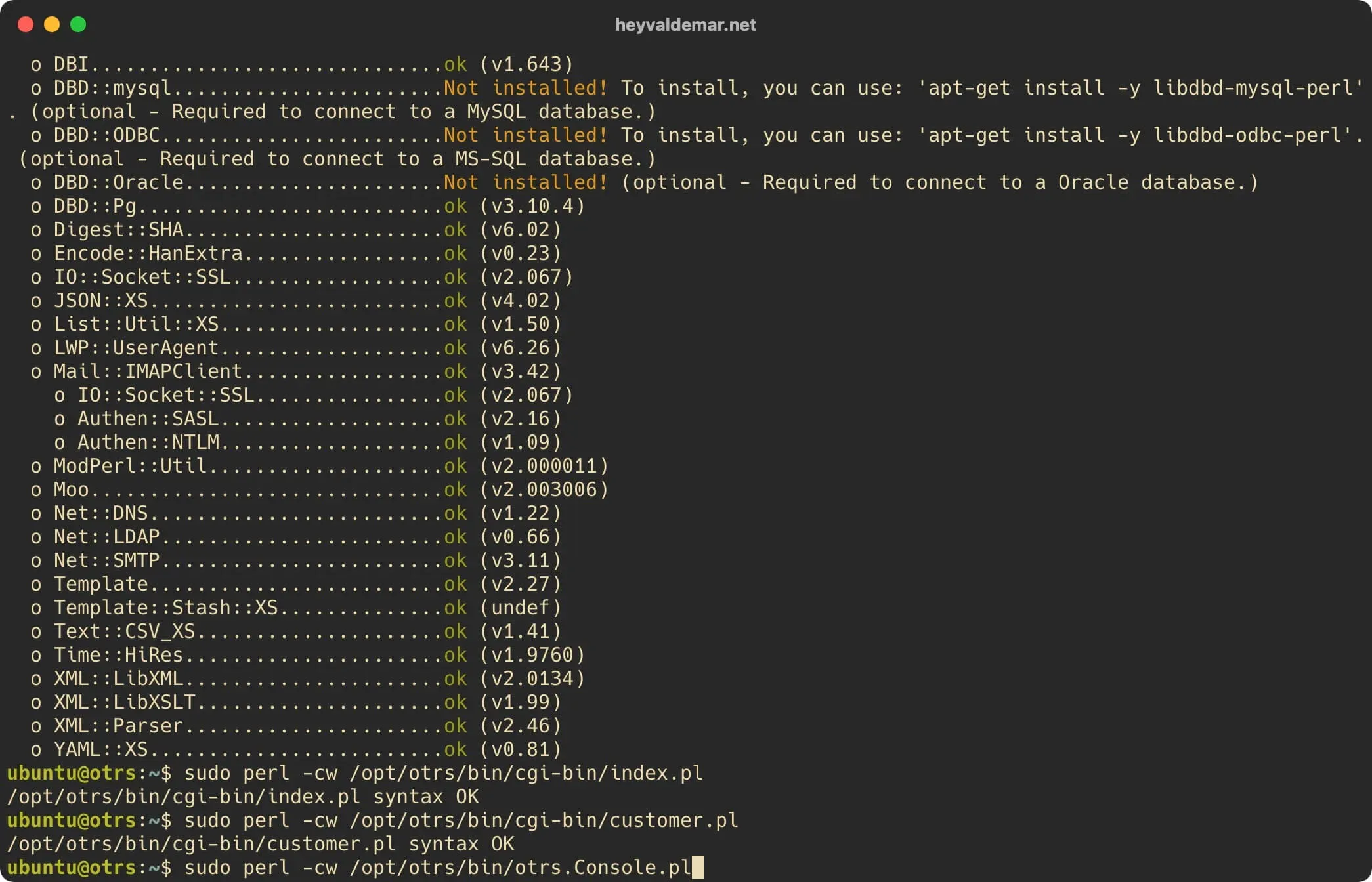 Install OTRS on Ubuntu Server - Step 26