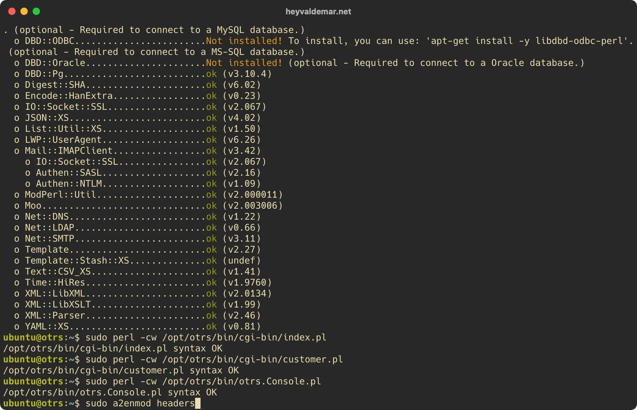 Install OTRS on Ubuntu Server - Step 27
