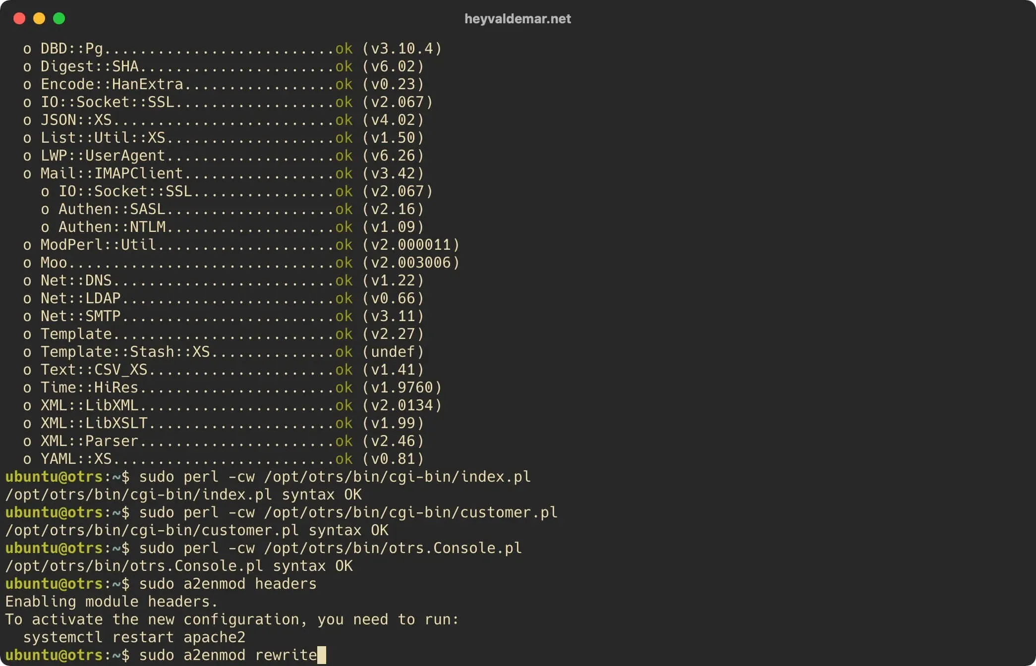 Install OTRS on Ubuntu Server - Step 28