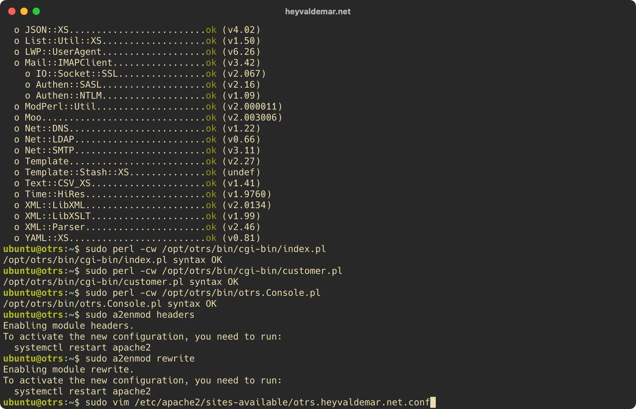 Install OTRS on Ubuntu Server - Step 29