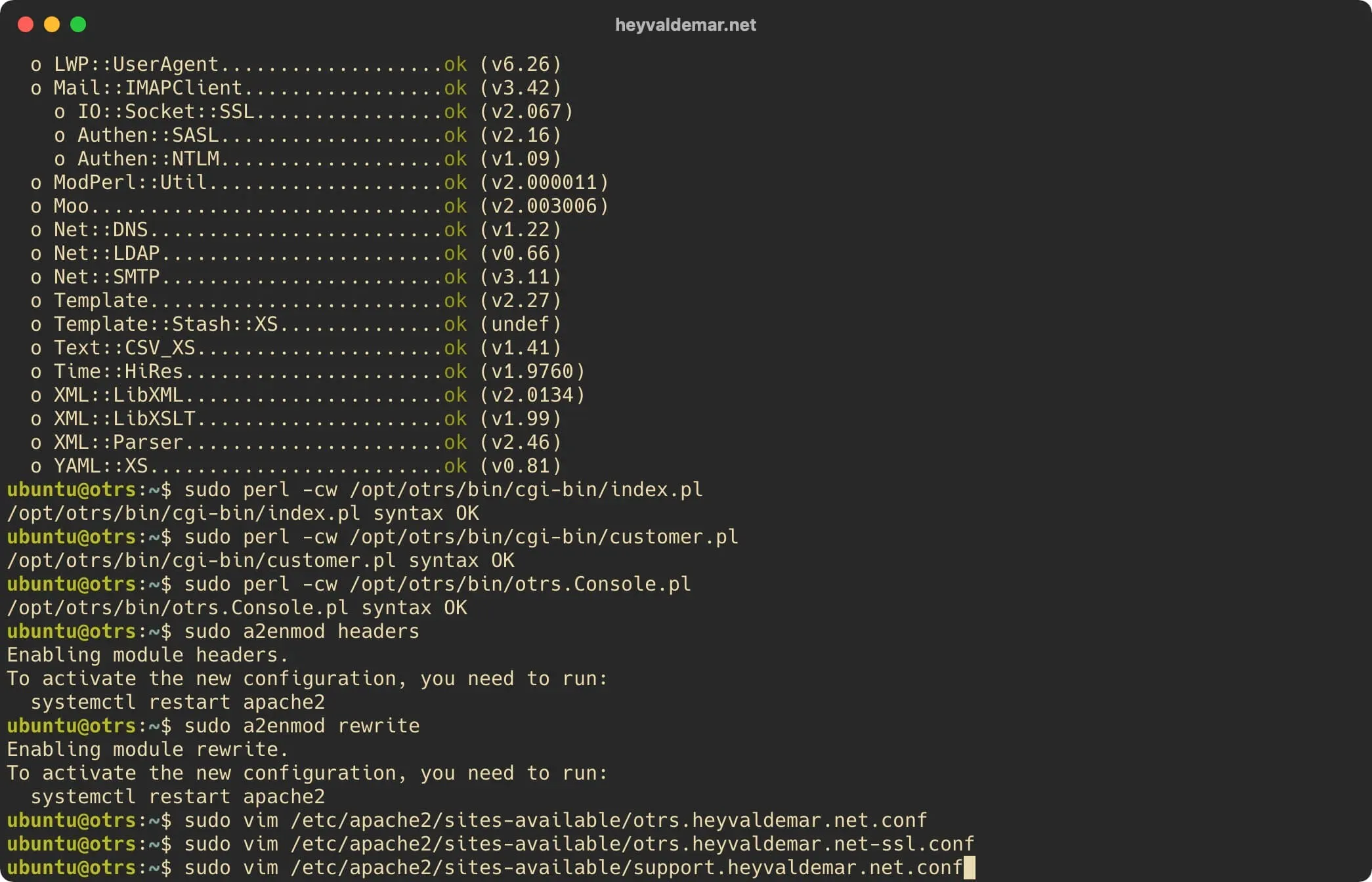 Install OTRS on Ubuntu Server - Step 35