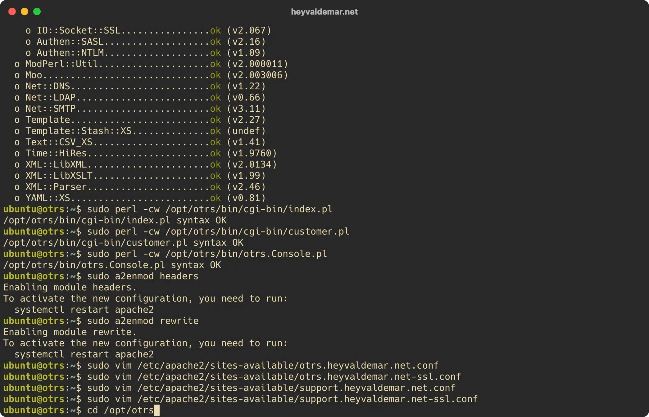 Install OTRS on Ubuntu Server - Step 41