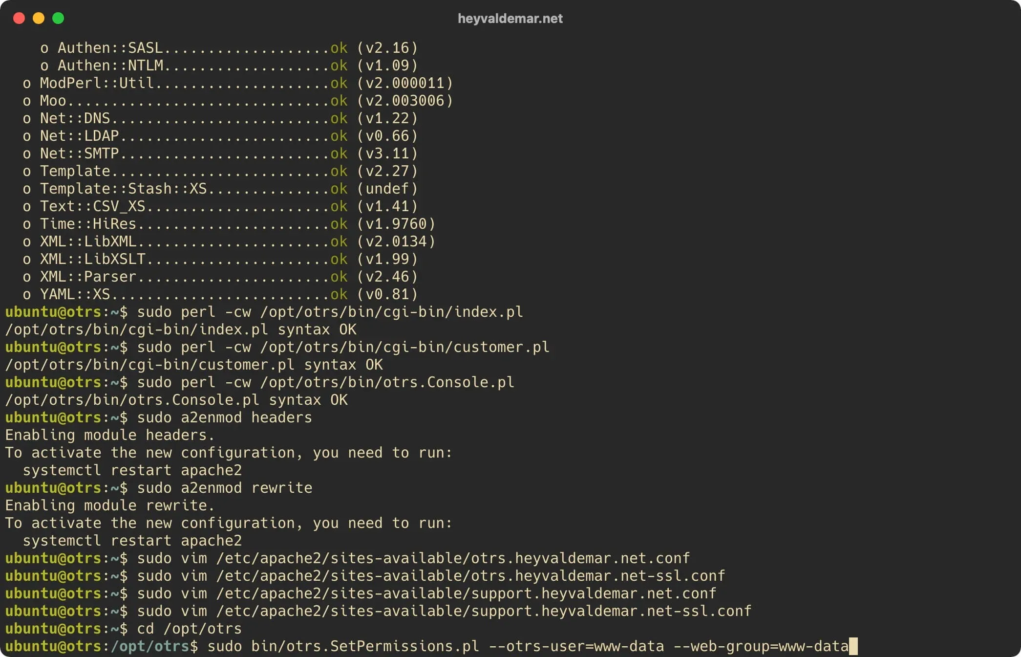 Install OTRS on Ubuntu Server - Step 42