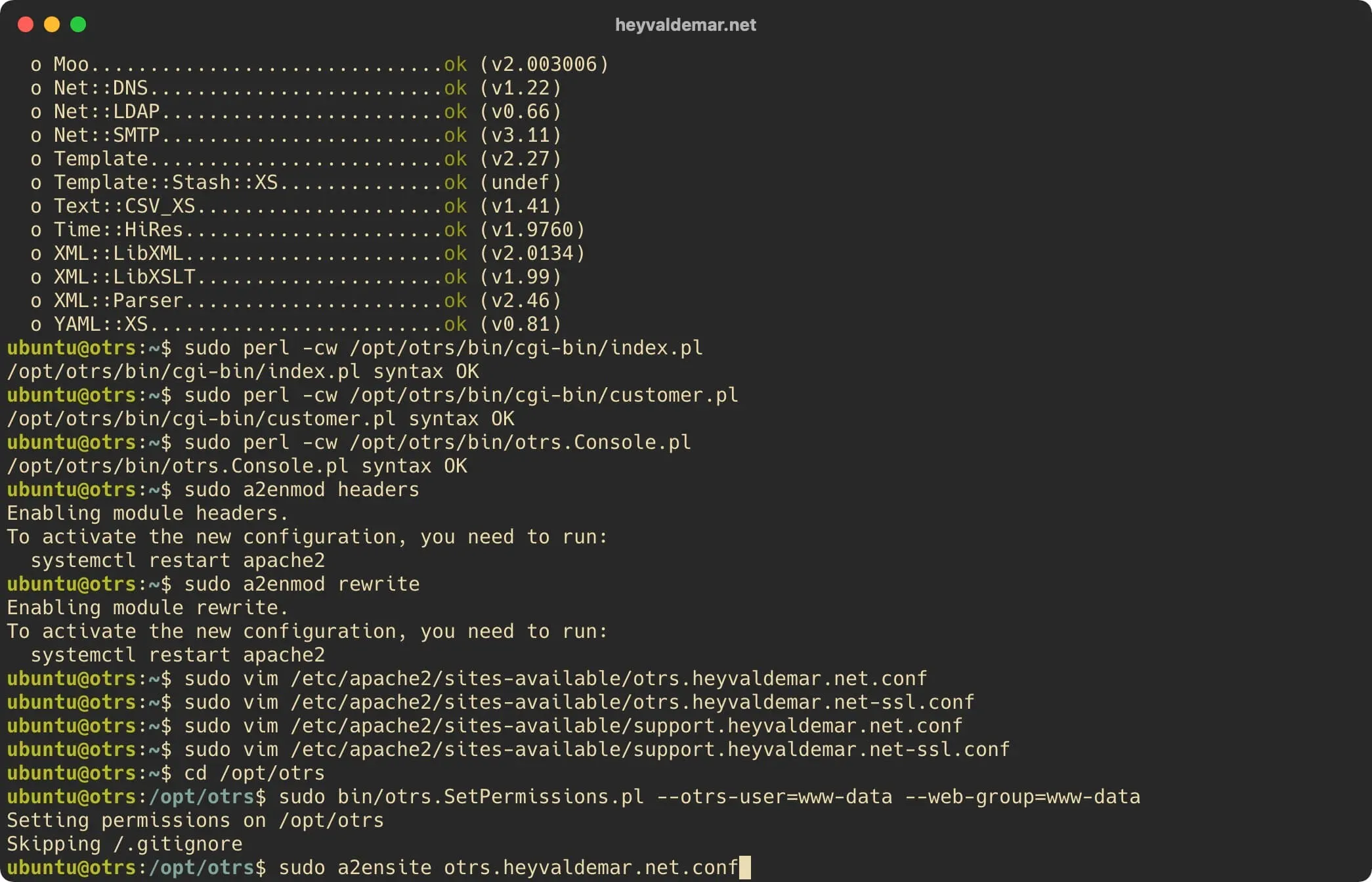 Install OTRS on Ubuntu Server - Step 43