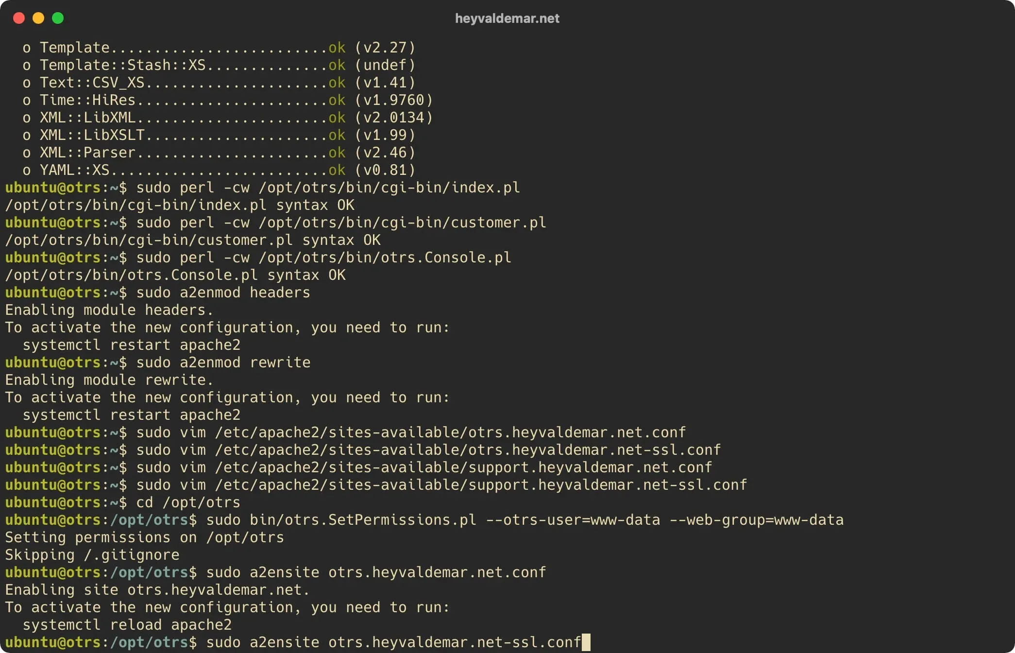 Install OTRS on Ubuntu Server - Step 44