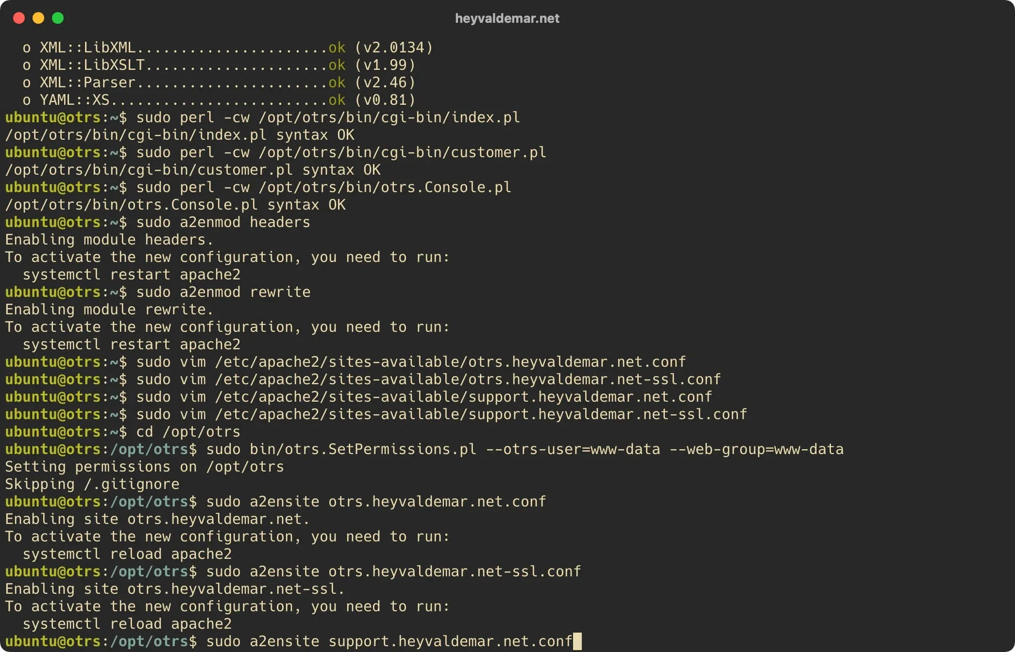 Install OTRS on Ubuntu Server - Step 45