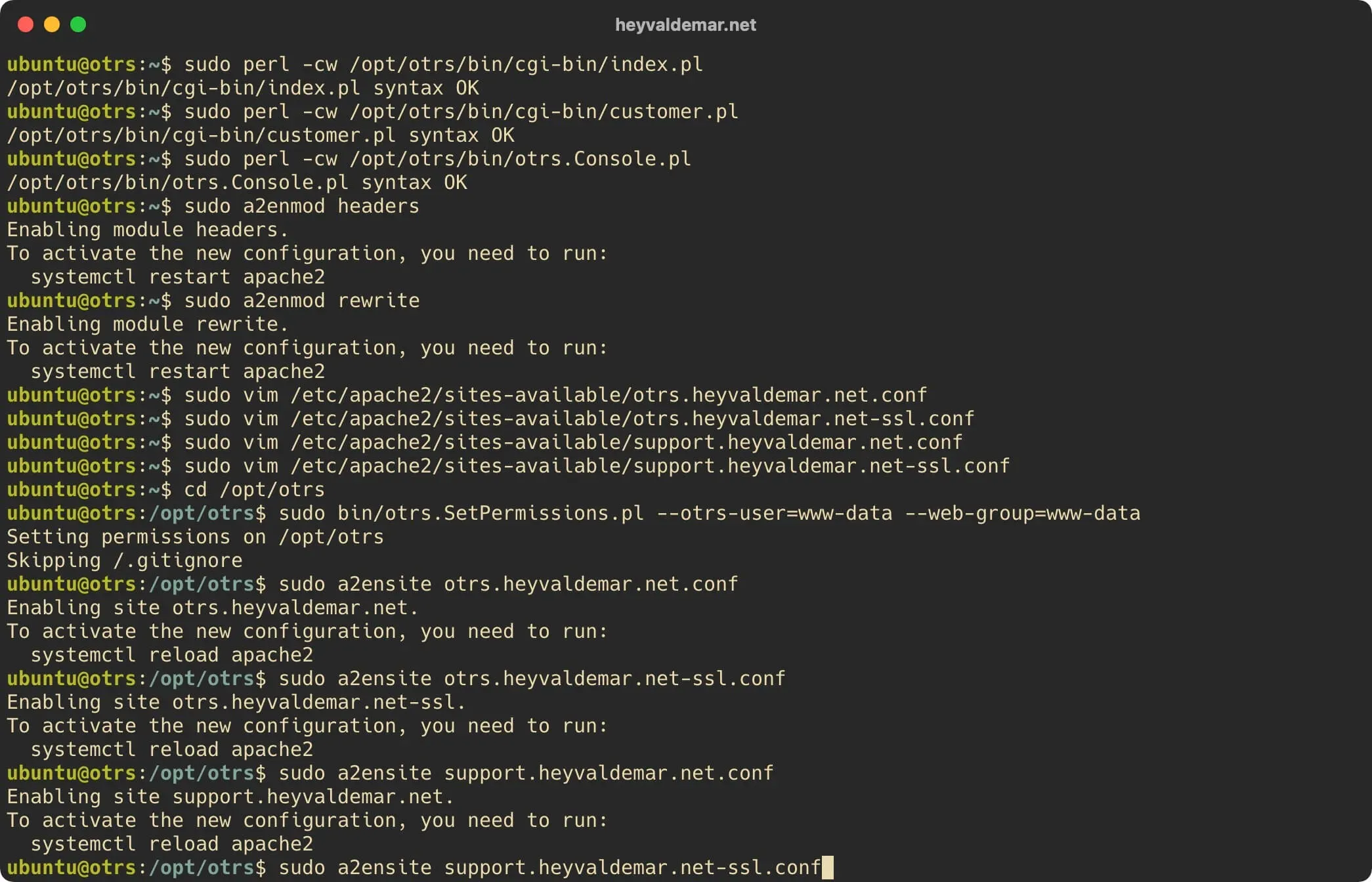 Install OTRS on Ubuntu Server - Step 46