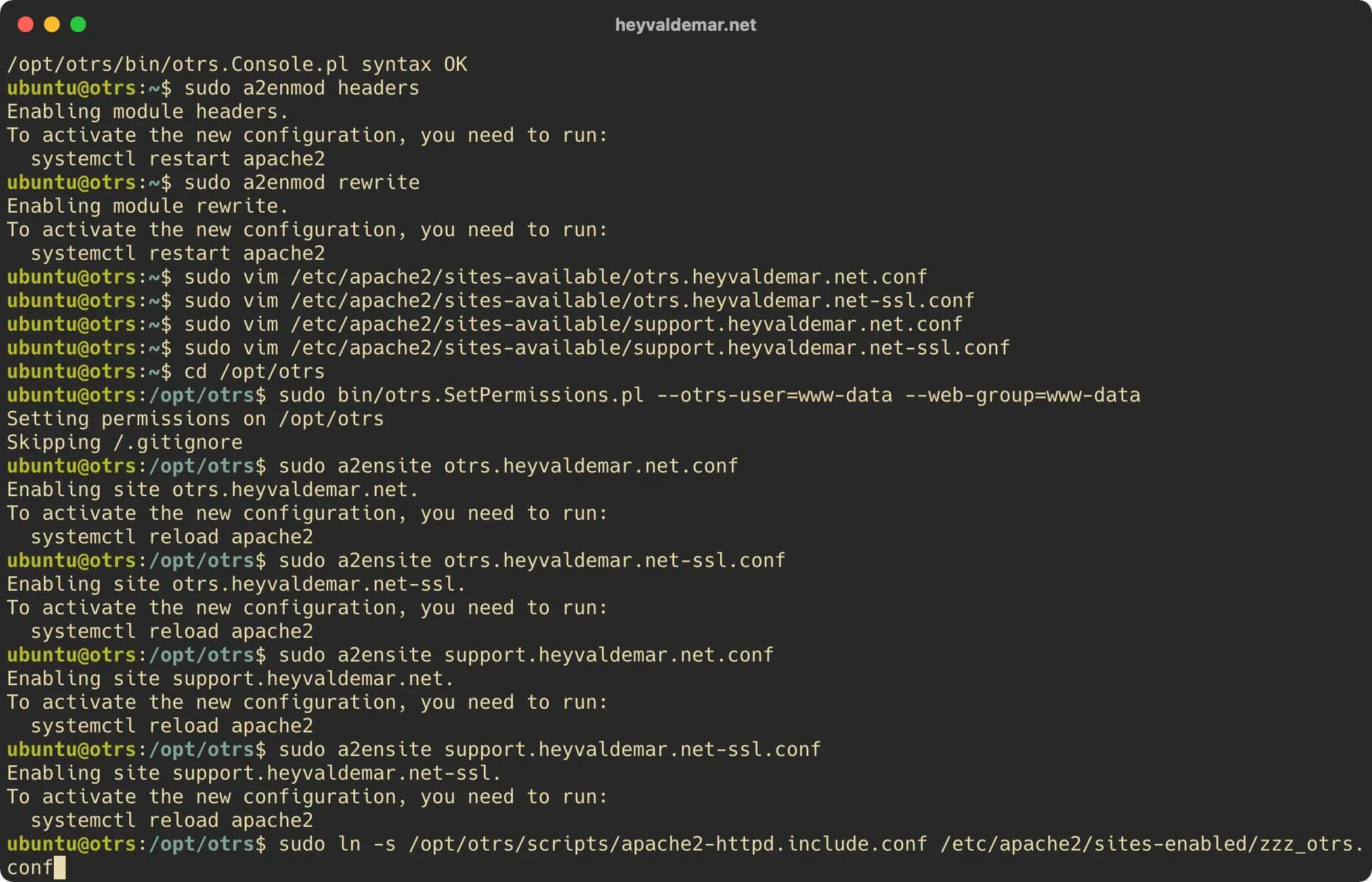 Install OTRS on Ubuntu Server - Step 47
