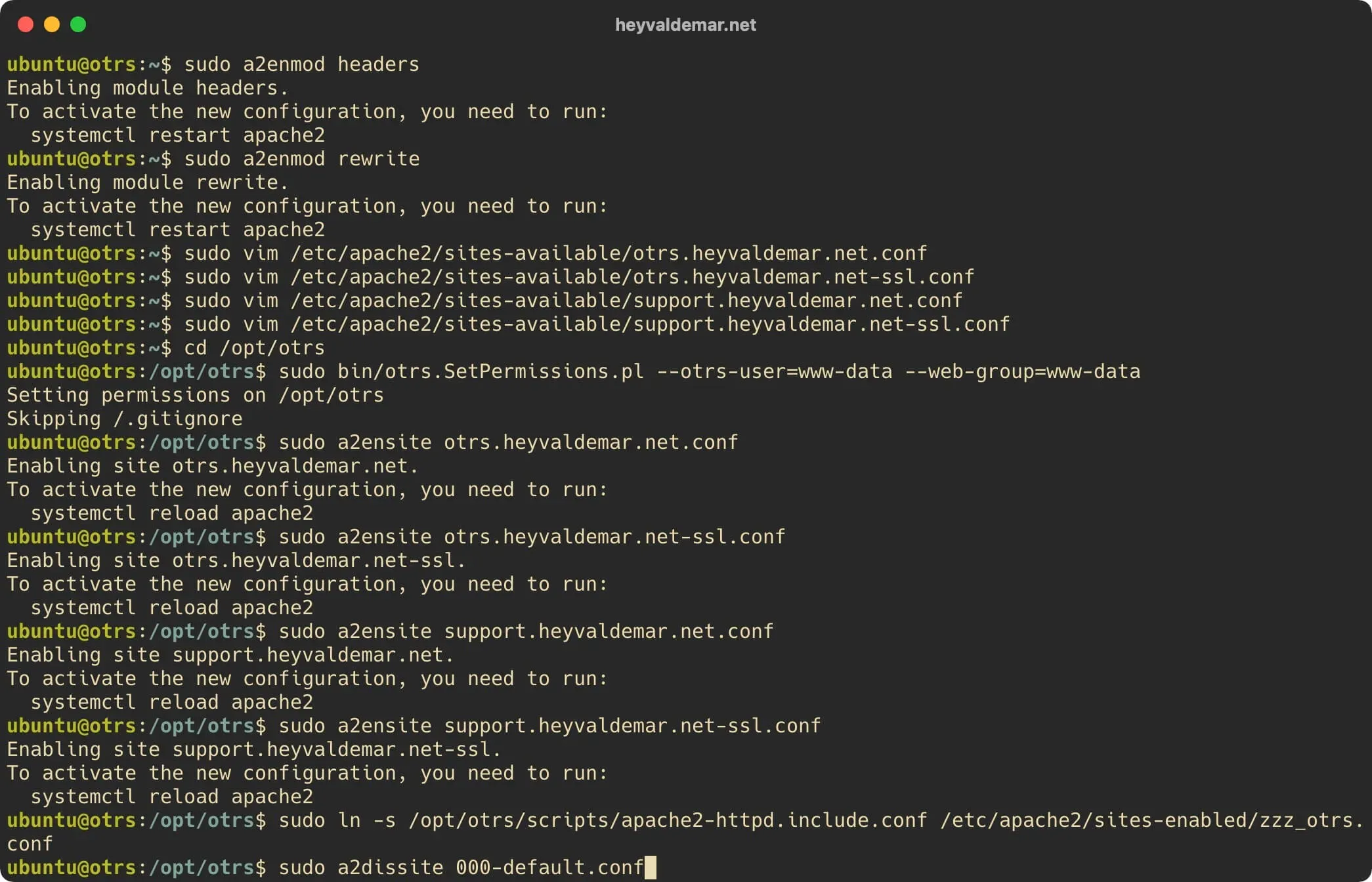 Install OTRS on Ubuntu Server - Step 48