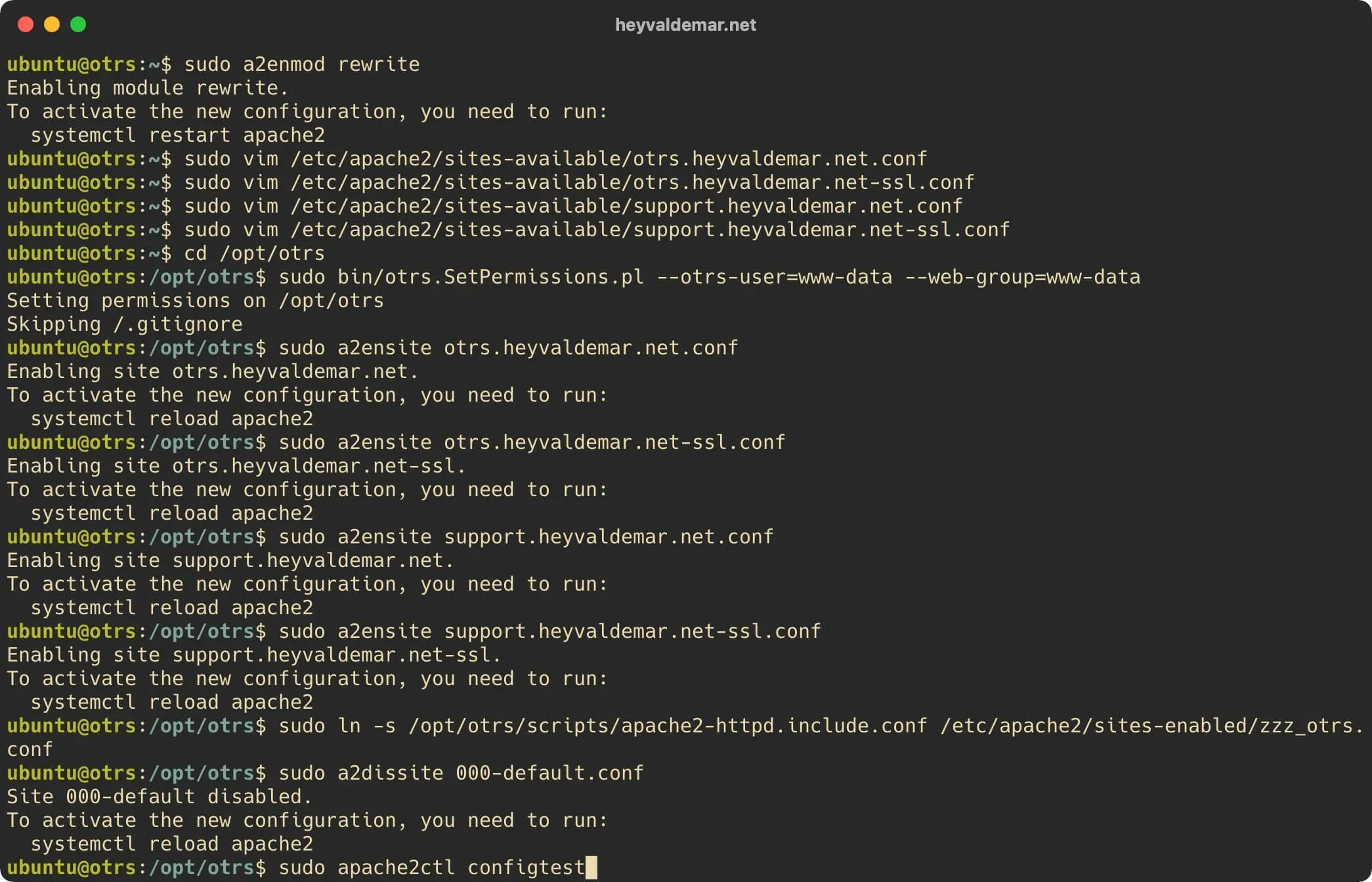 Install OTRS on Ubuntu Server - Step 49