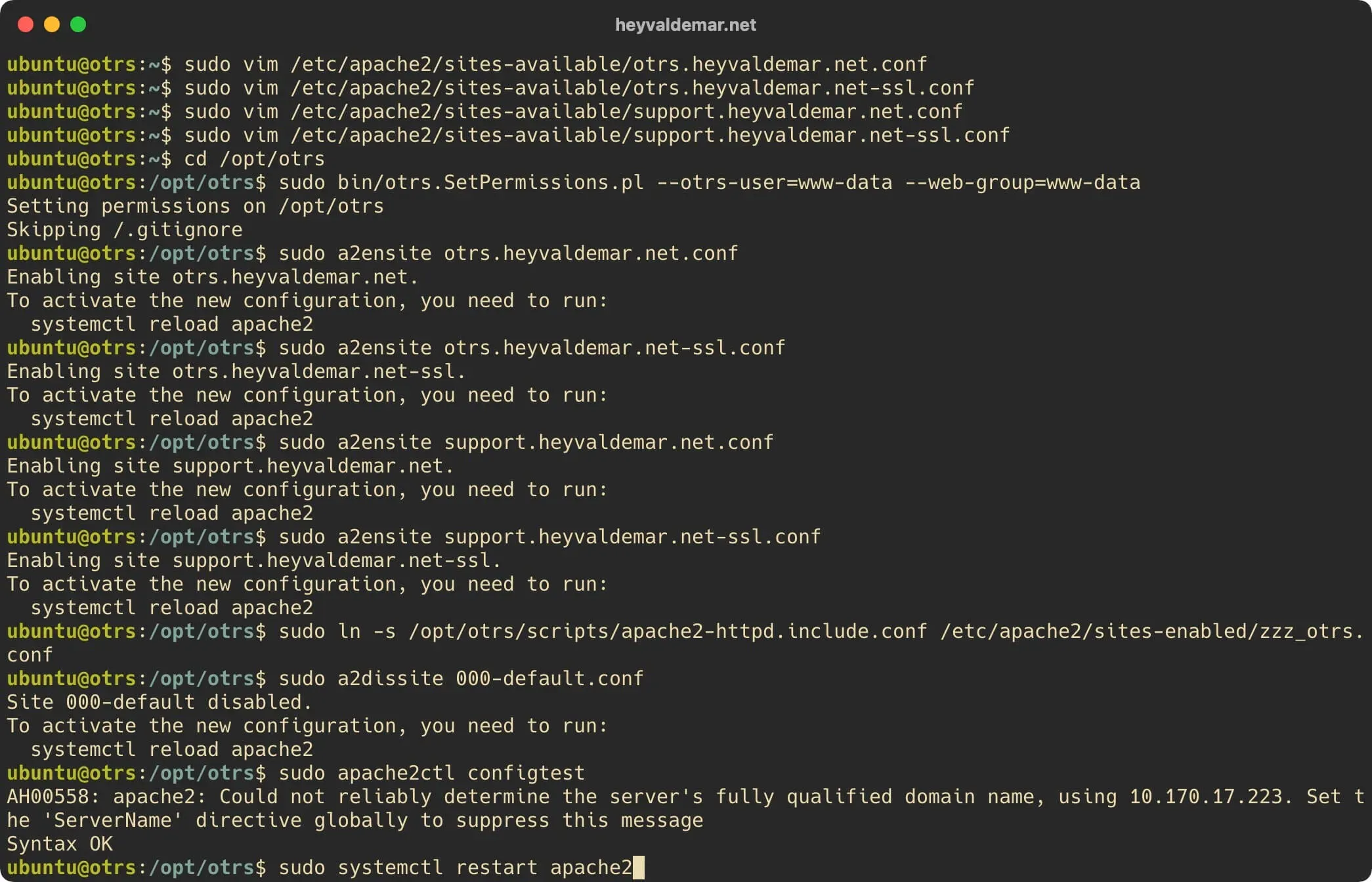 Install OTRS on Ubuntu Server - Step 50
