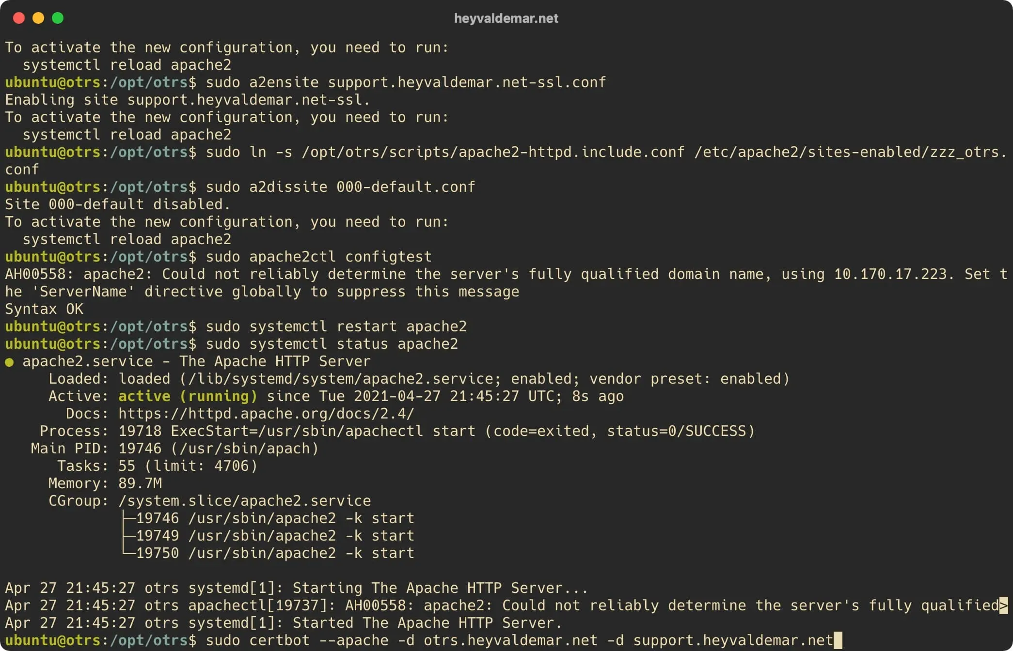 Install OTRS on Ubuntu Server - Step 52