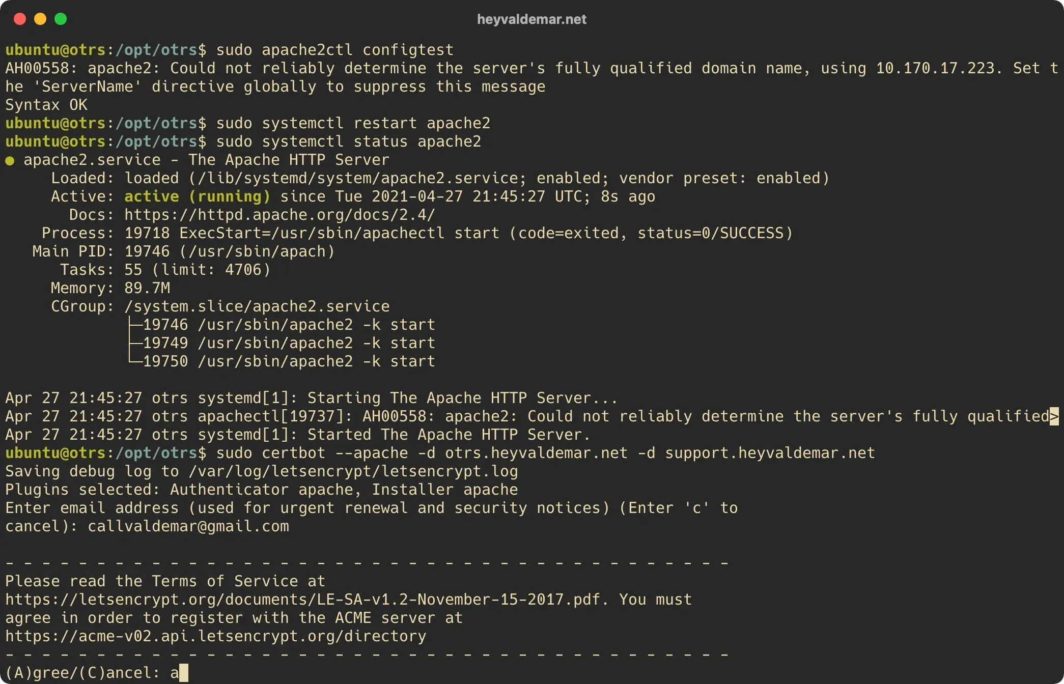 Install OTRS on Ubuntu Server - Step 54