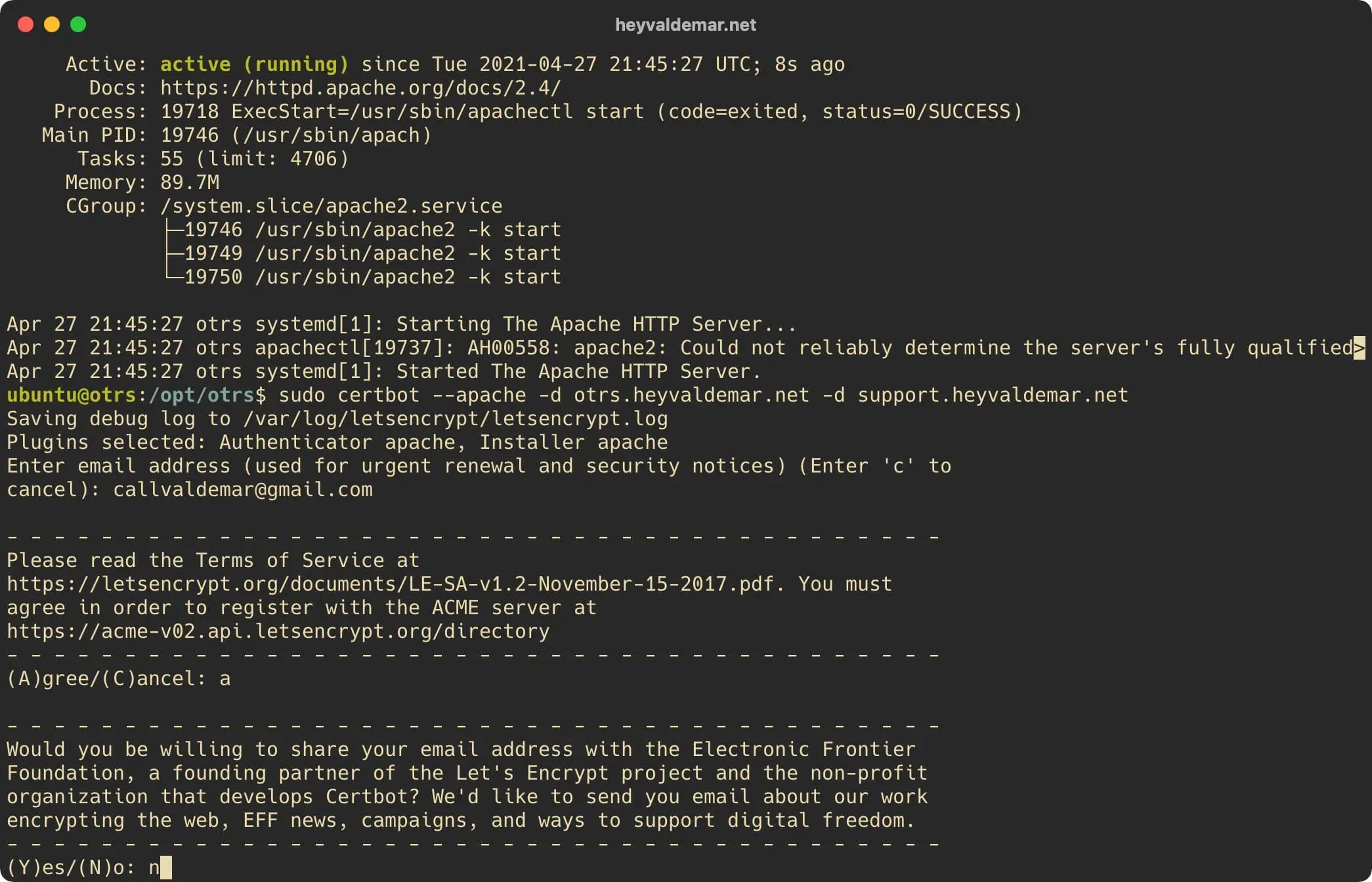 Install OTRS on Ubuntu Server - Step 55