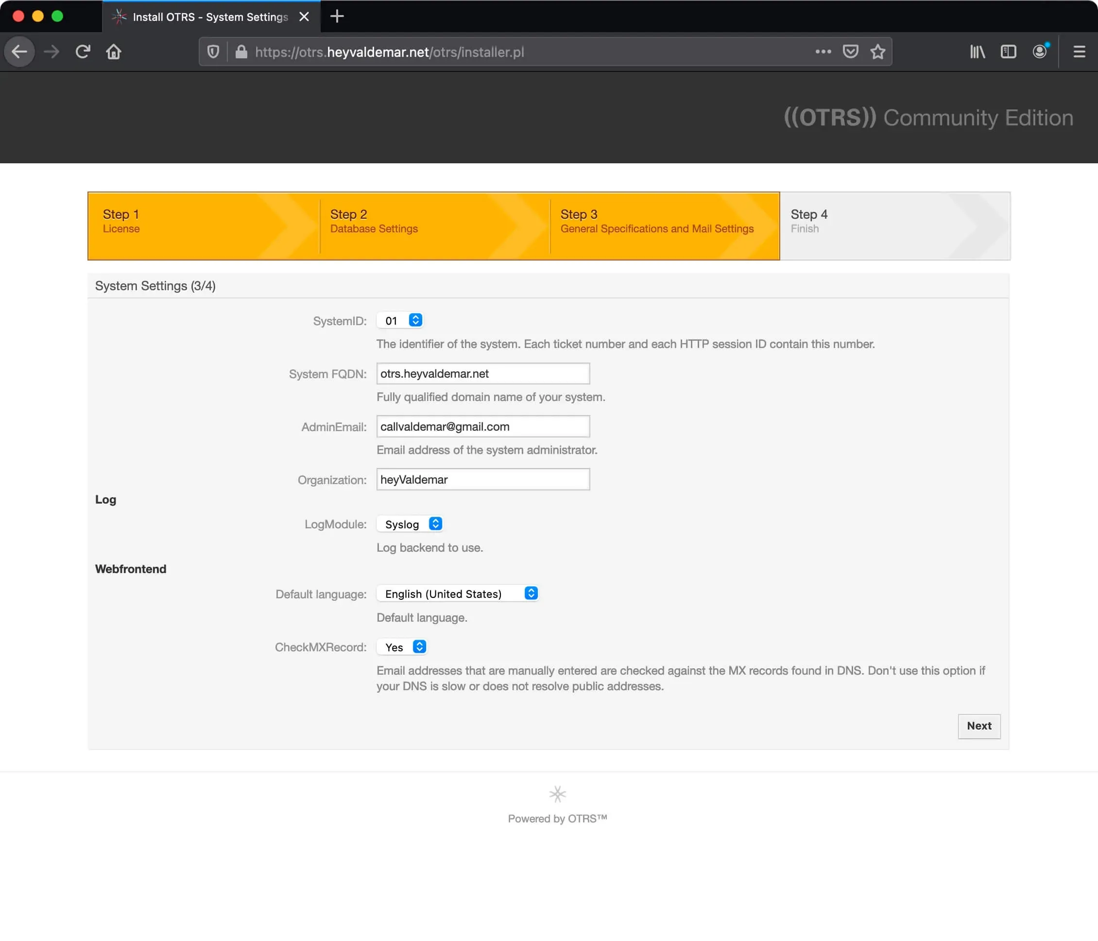Install OTRS on Ubuntu Server - Step 64