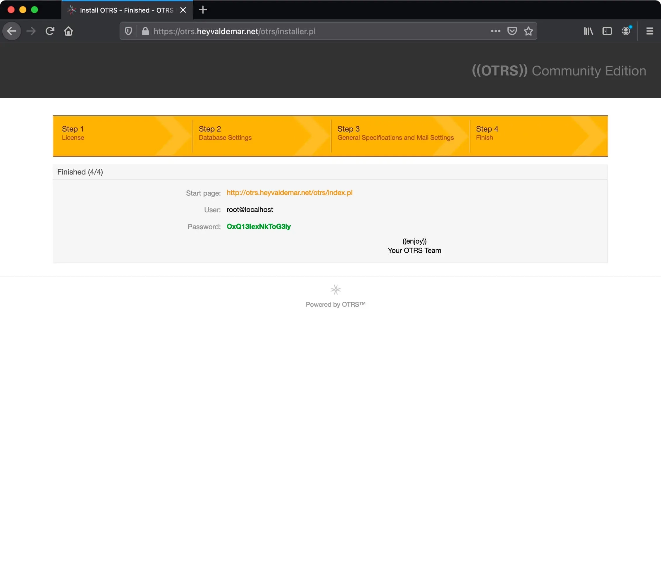 Install OTRS on Ubuntu Server - Step 66