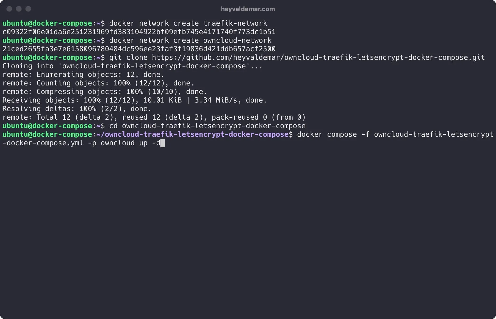 Install ownCloud Using Docker Compose - Step 5