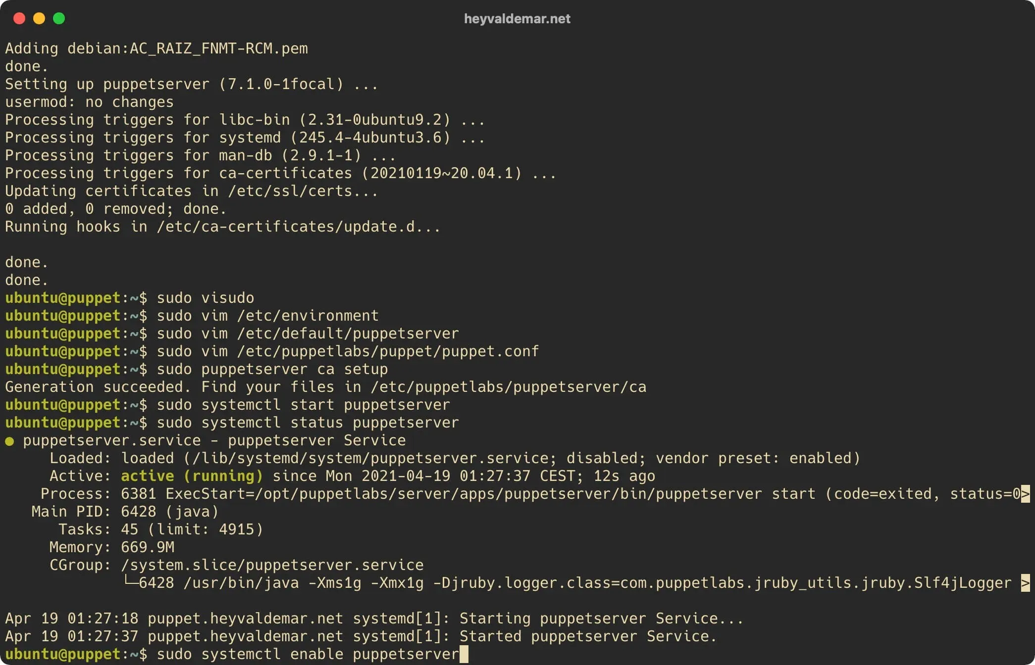 Install Puppet on Ubuntu Server - Step 33
