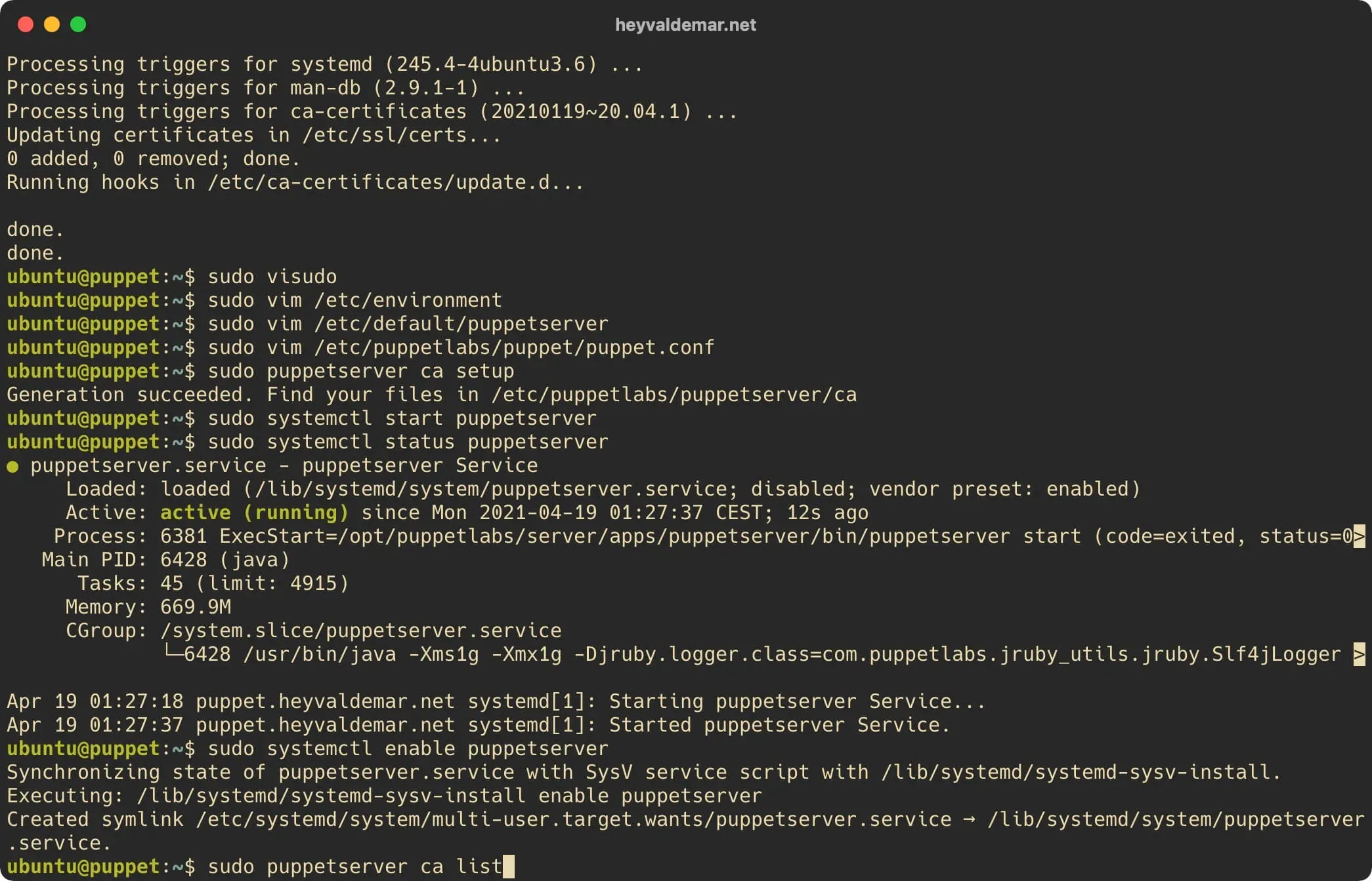 Install Puppet on Ubuntu Server - Step 62
